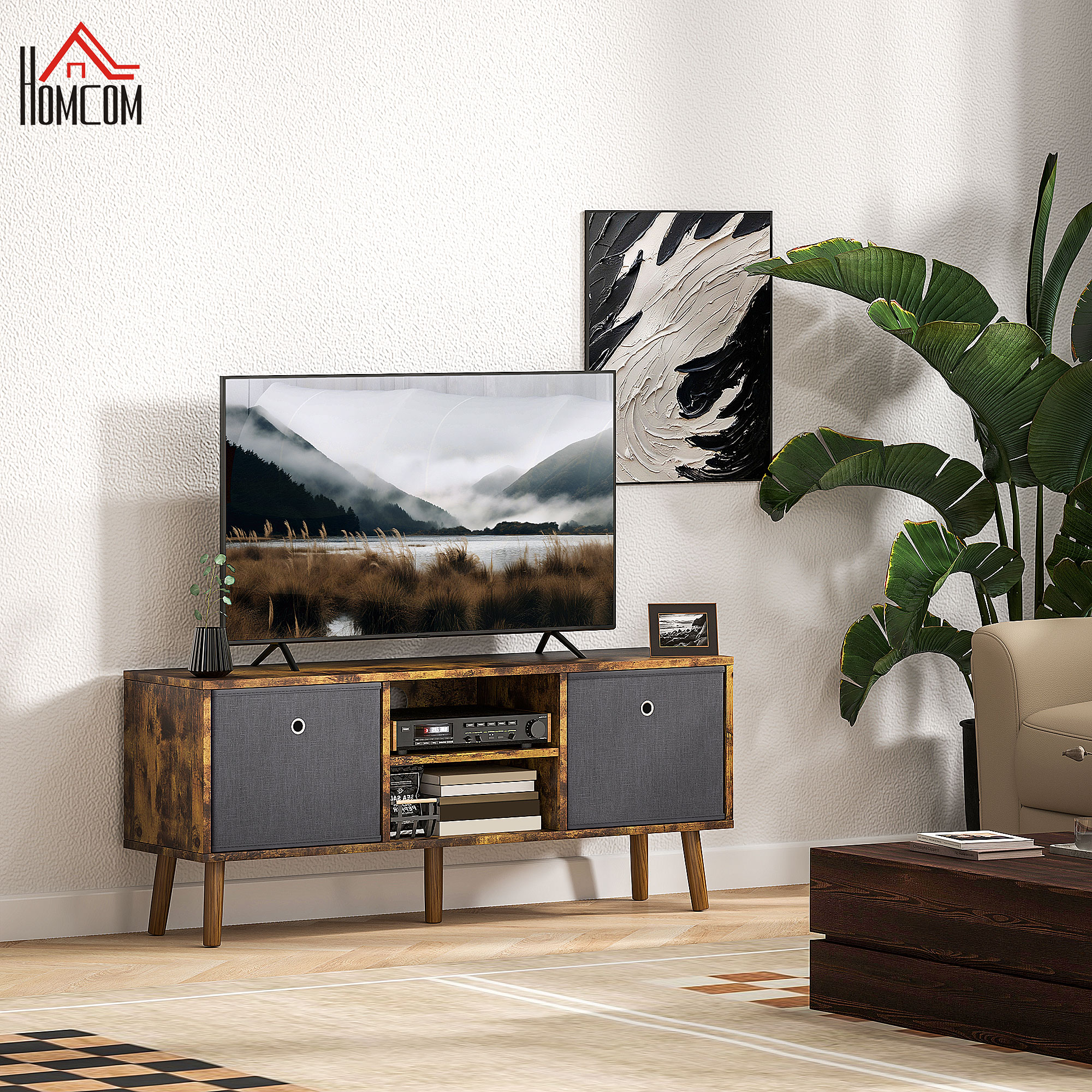 TV Cabinet Stand Unit For TVs Up To 50'' With Foldable Drawers, Entertainment — image 5