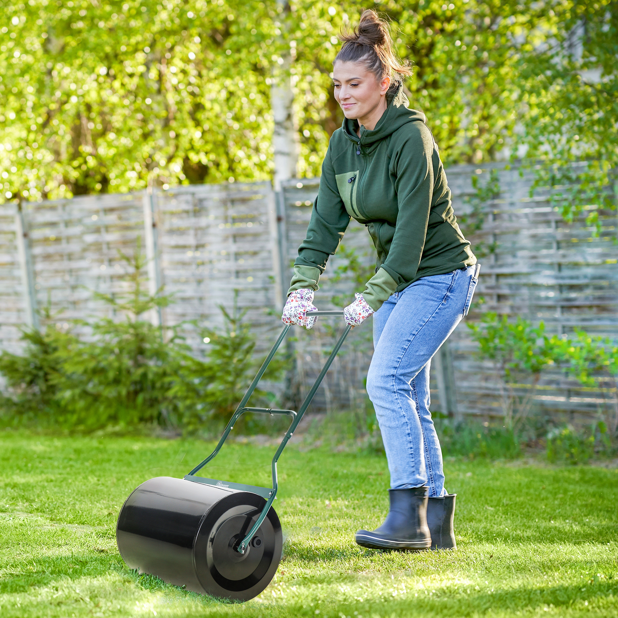 Spiral 50cm Steel Garden Lawn Roller, Push-Pull Type, Can Be Filled With Water — image 4