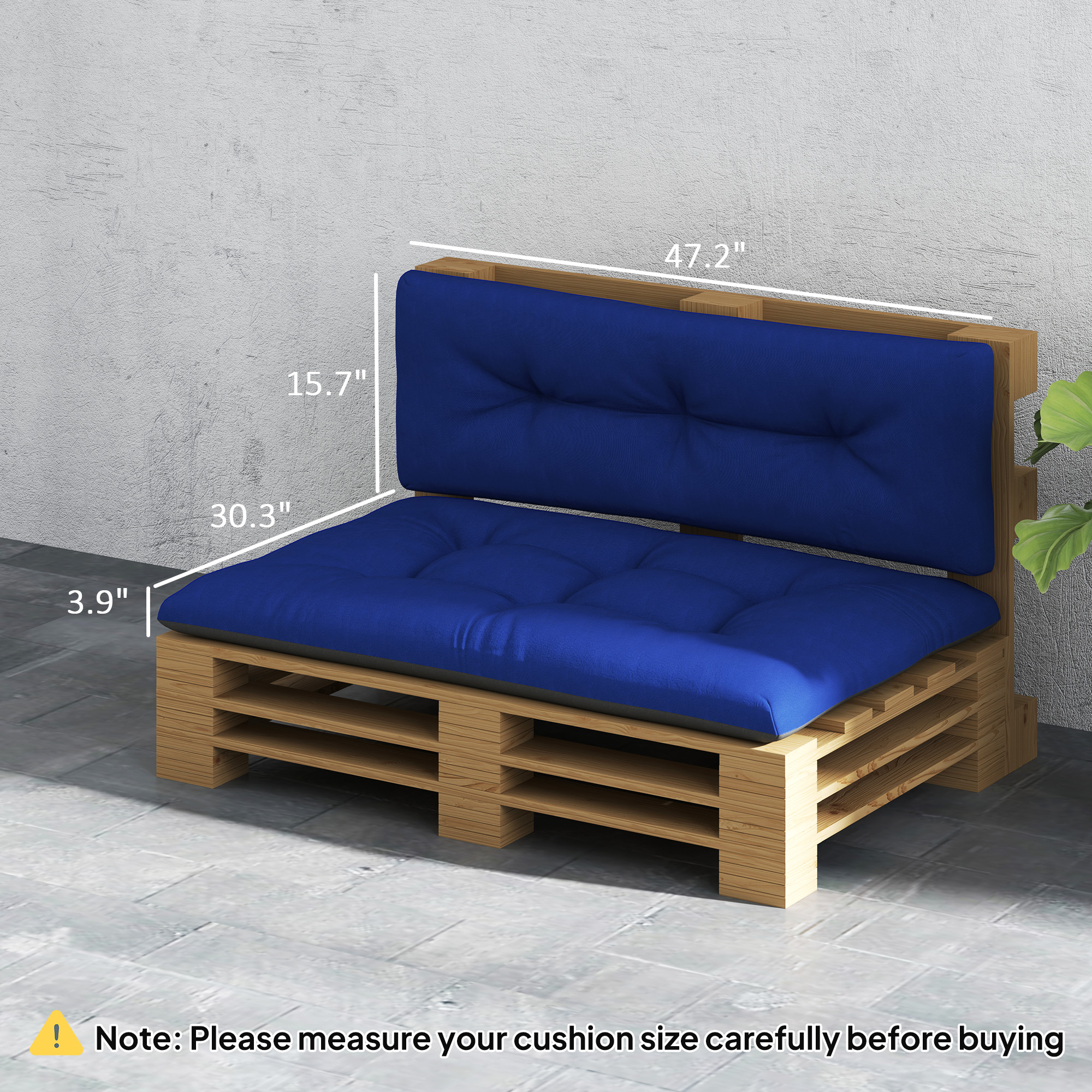 2 Seater Pallet Cushions Outdoor 3.9″ Thick Replacement Cushions – Tufted Design for Garden, Patio, Navy Blue
