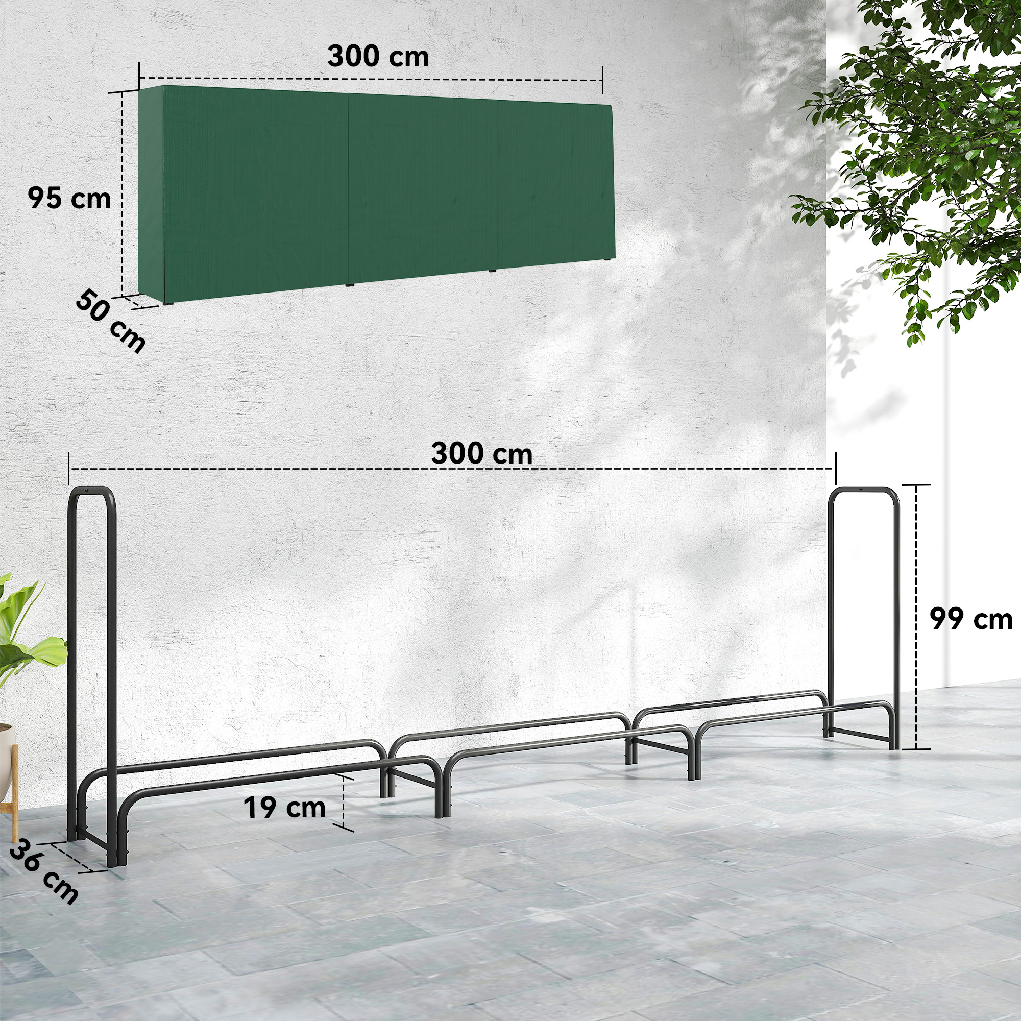Firewood Rack With Waterproof Cover, Heavy Duty Metal Log Store Indoors — image 5