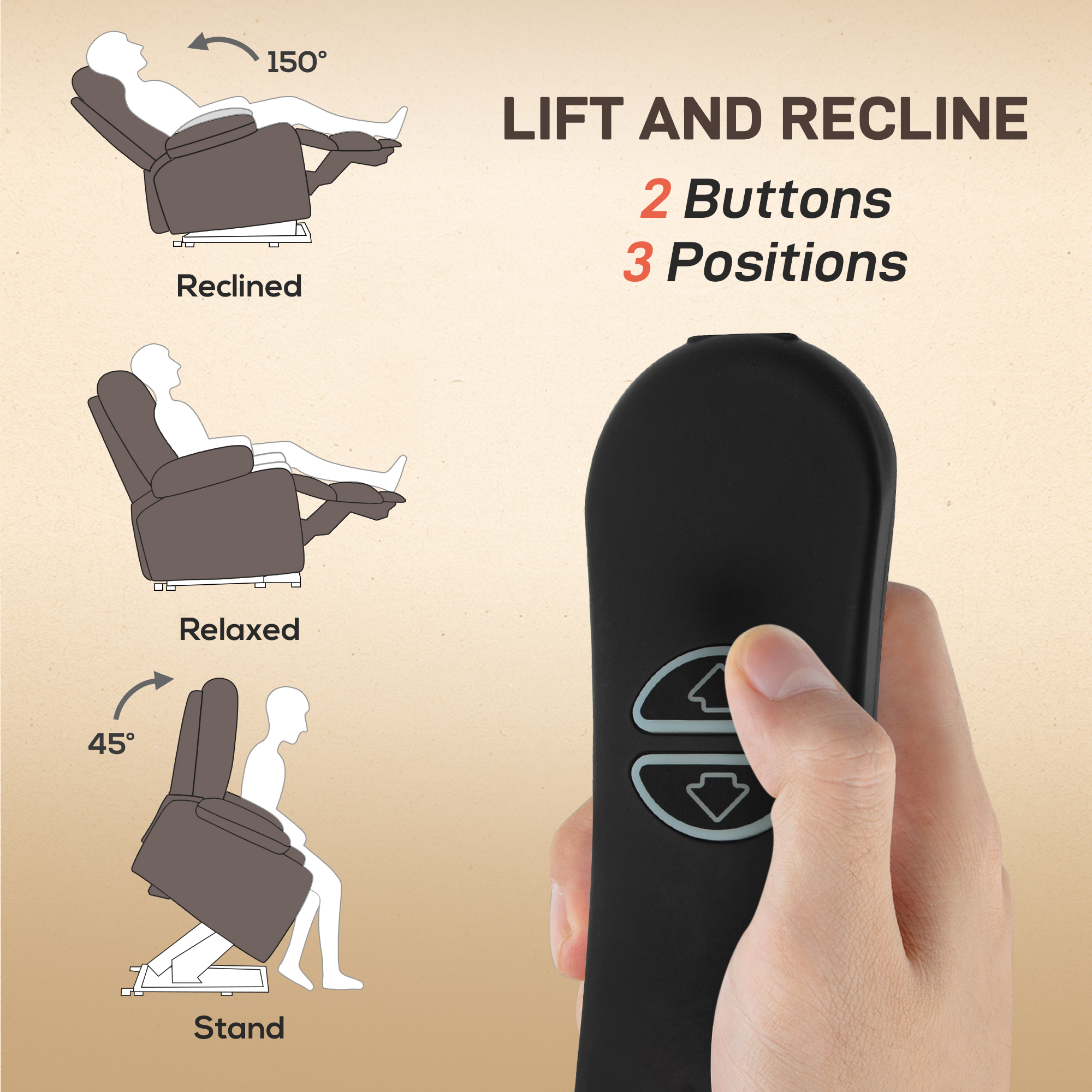 Power Lift Chair for Elderly — Brown view 6