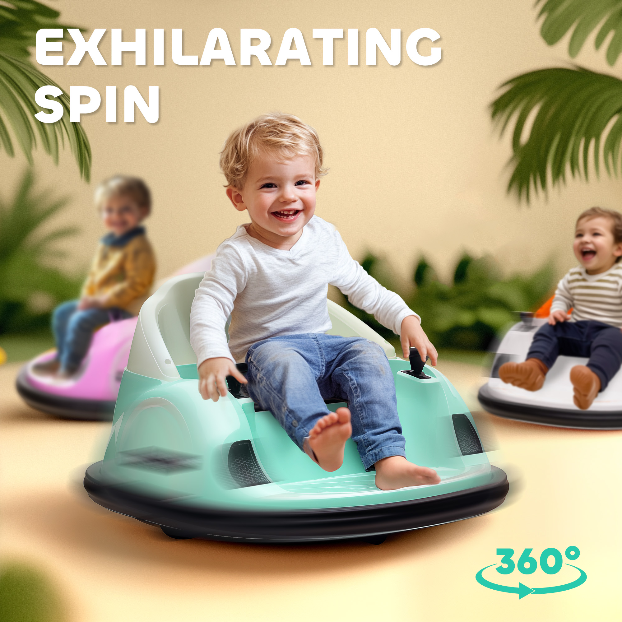 360° Rotation Kids Bumper Car, 12V Waltz With Remote Control, Dual Joystick — image 5