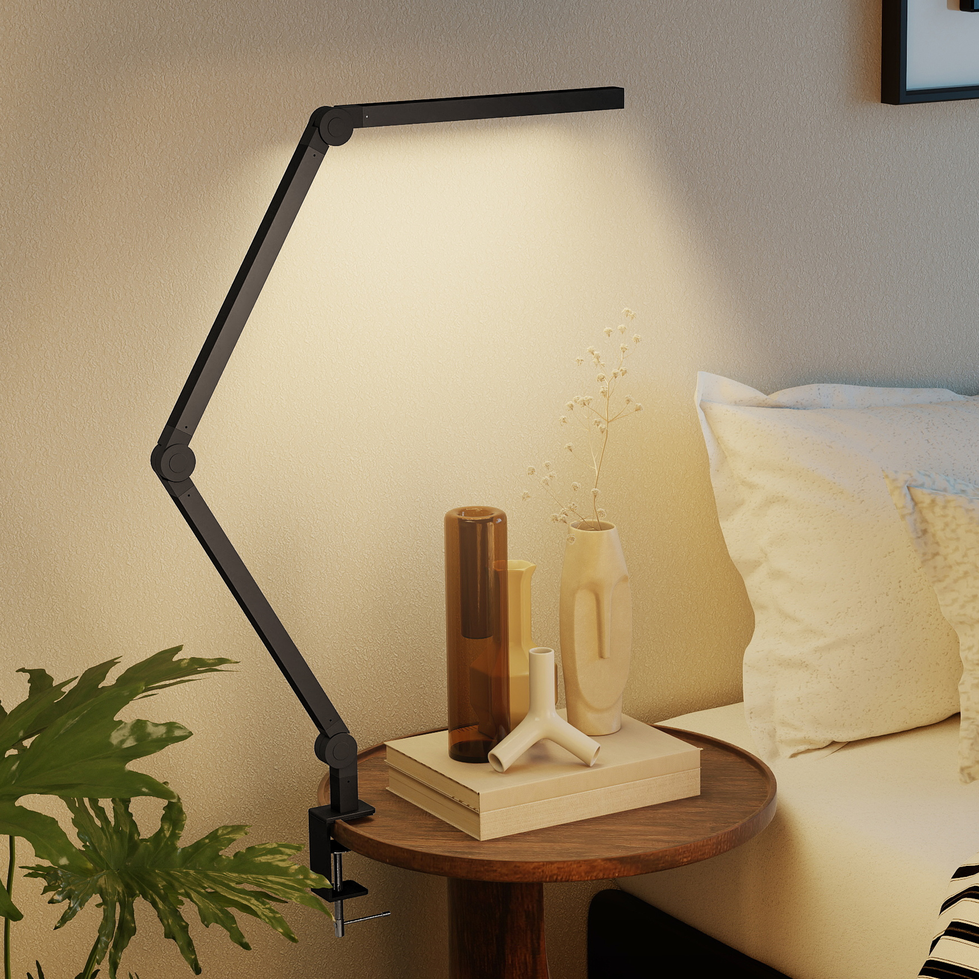 LED Desk Lamp, Dimmable Desk Light With Swing Arm And Clamp, Adjustable Eye-Caring Table Lamp With 2 Colour Modes & 5 Brightness Levels For Study, Drawing, Office, Architect, Task, Black — foto 5