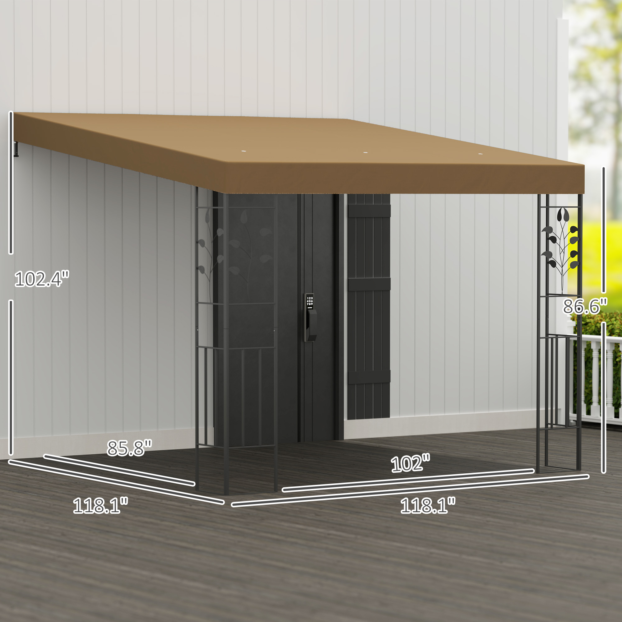10′ x 10′ Outdoor Pergola Canopy, Metal Patio Canopy with Drainage Holes for Backyard, Garden, Coffee