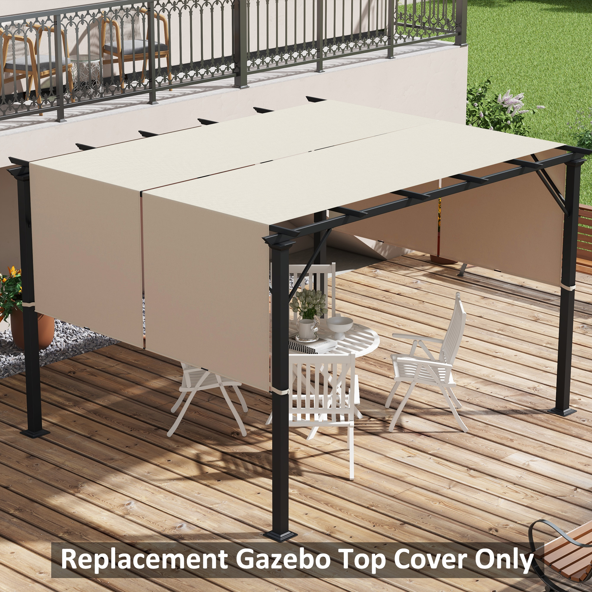 2 Pcs Pergola Replacement Canopy, UV Protection Pergola Shade Cover, Easy to Install, for 10 x 12ft Pergola, Khaki