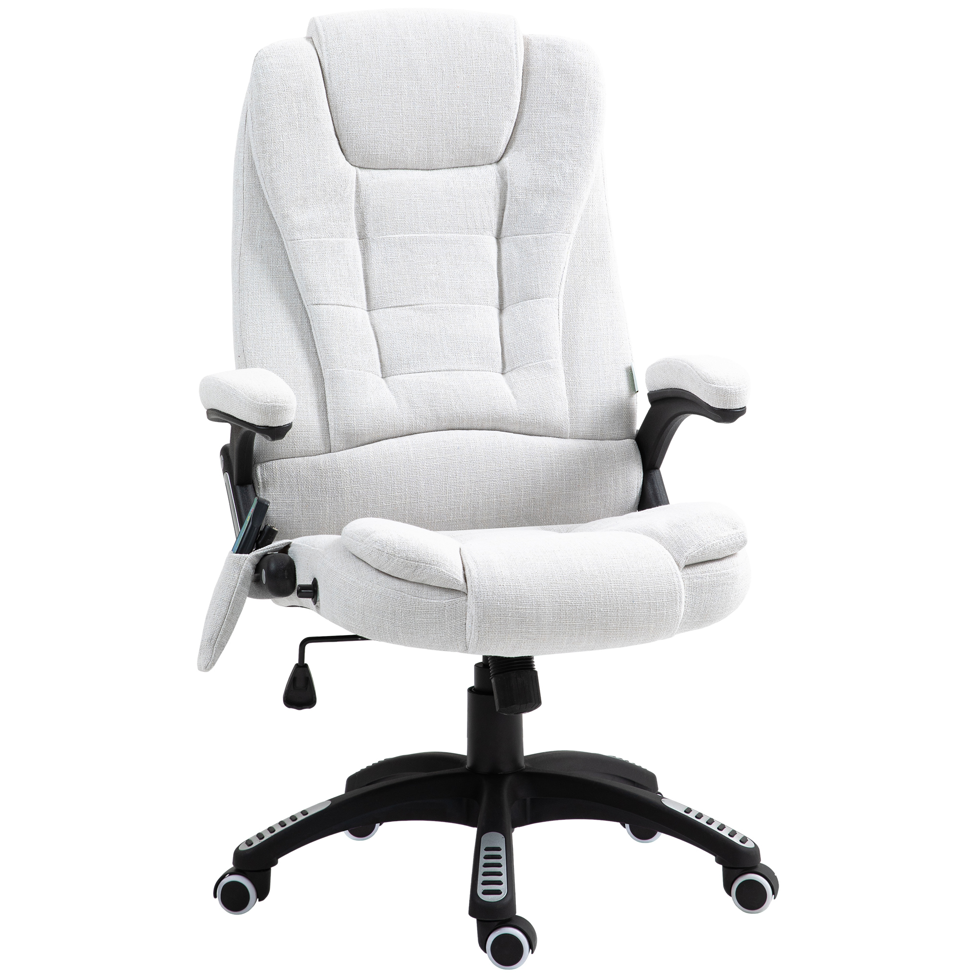 Vinsetto Massage Recliner Chair Heated Office With Six Points Linen-Feel Fabric — image 3