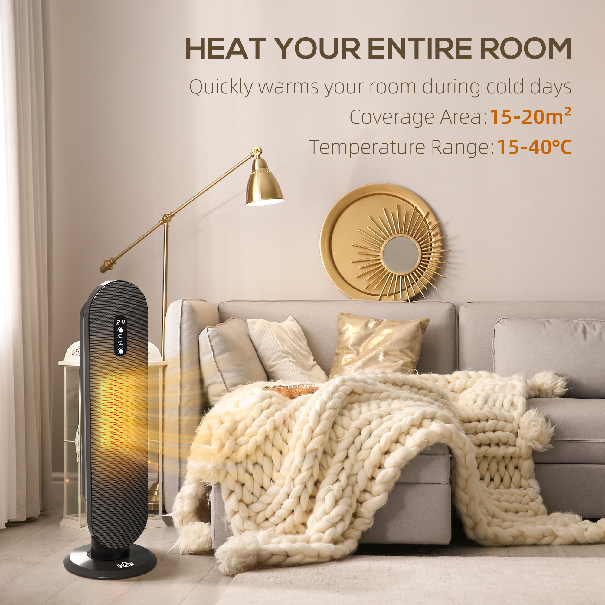45Oscillating Ceramic Space Heater, With Remote - Black — image 5