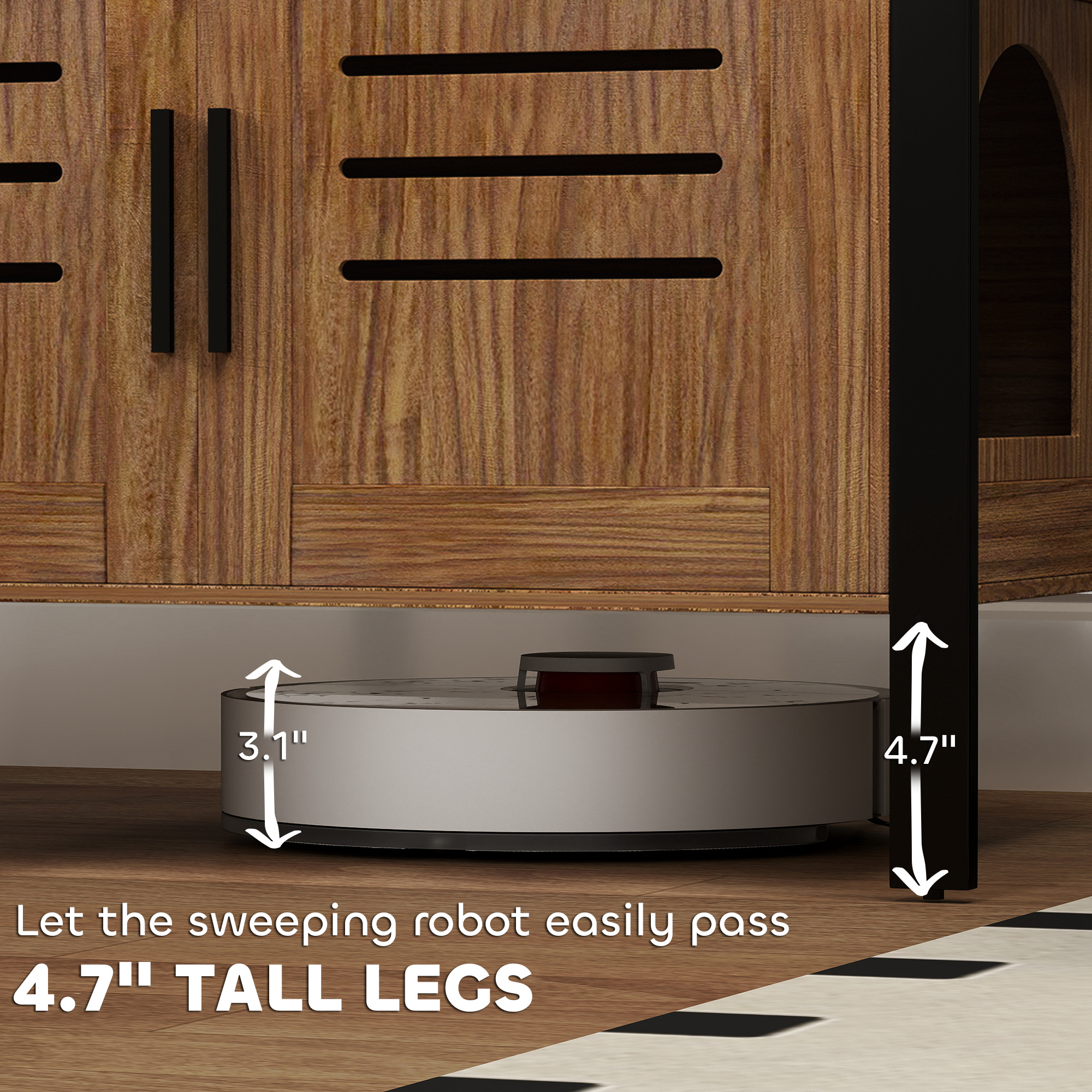  Cat Litter Box Enclosure with Tall Legs, Scratching Board, Dark Brown, 31.5"L x 17.7"W x 19.7"H