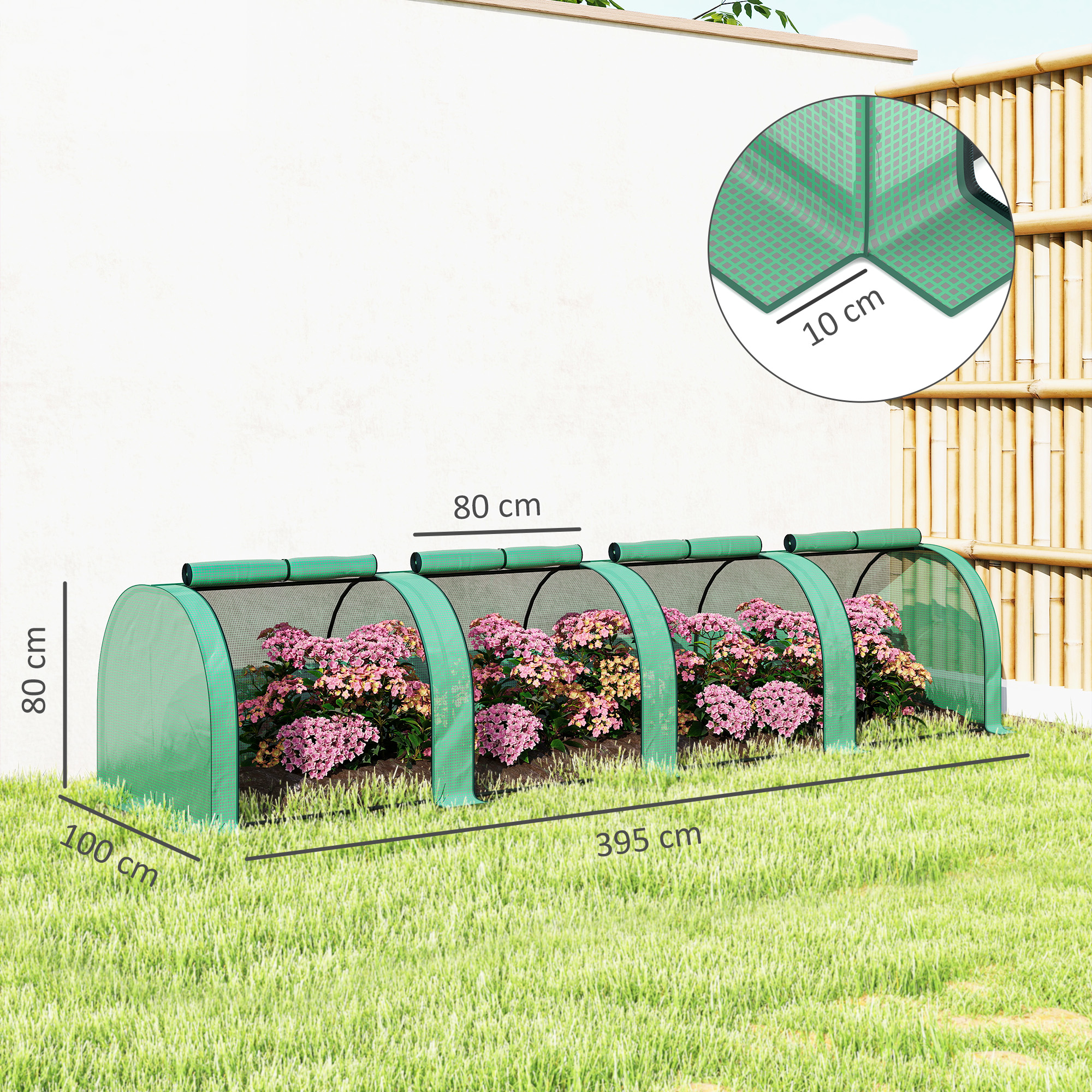 395 X 100 Cm Low Tunnel Greenhouse - Green — image 3