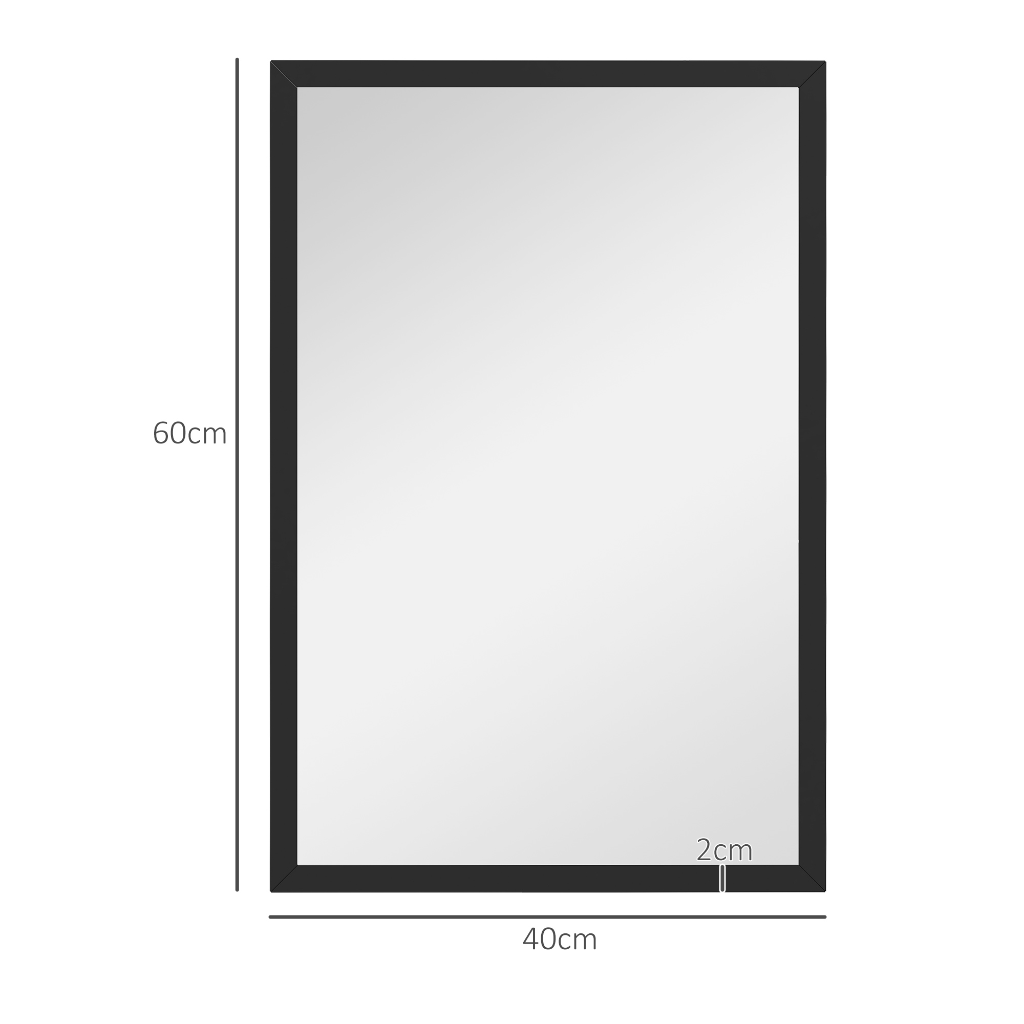 Wall Bathroom Mirror, 60 X 40 Cm Wall-Mounted For Living Room, Bedroom — image 2