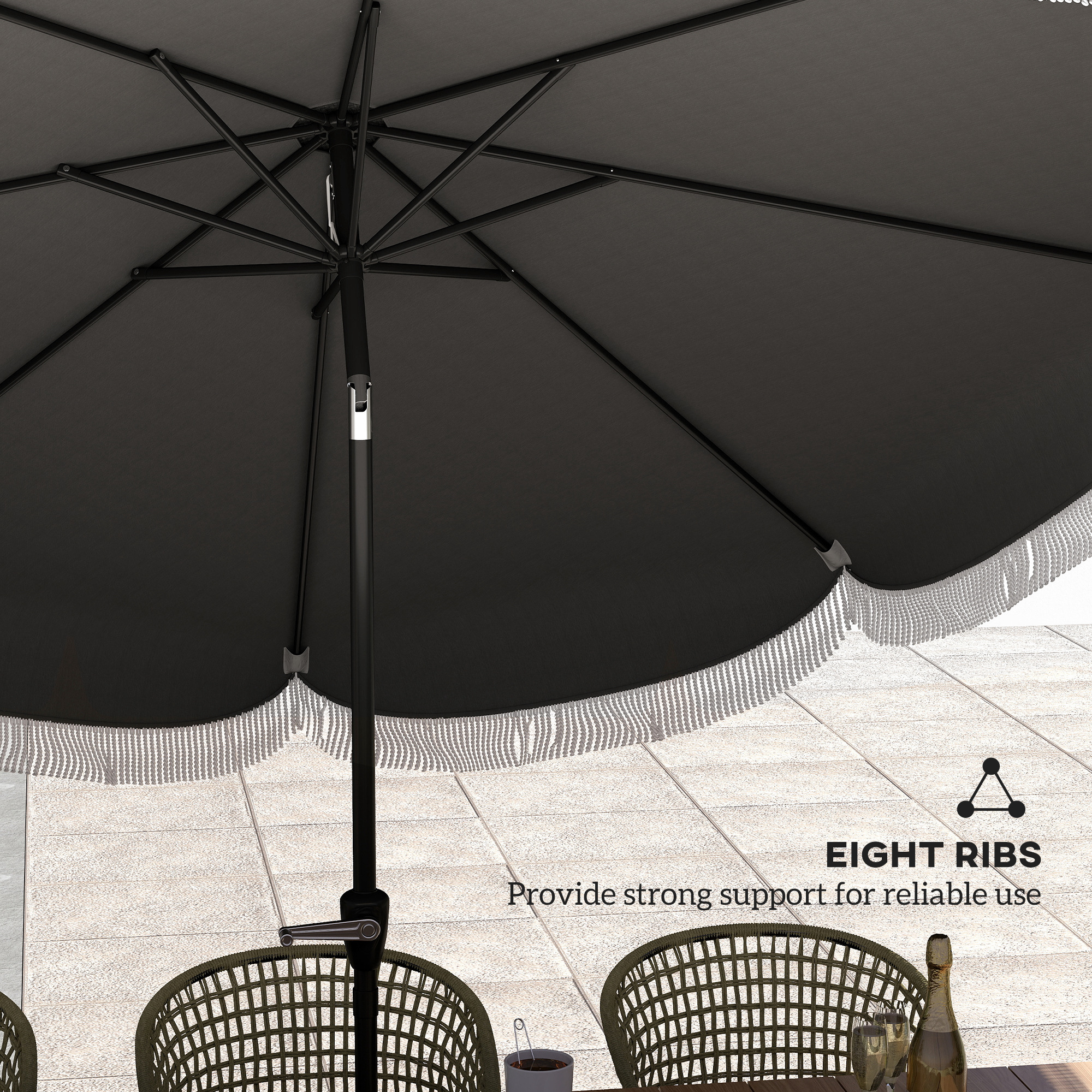 9FT Patio Umbrella, UPF 30+ Outdoor Market Umbrella with Crank, 8 Ribs, Push Button Tilt, Vented Patio Table Umbrella for Deck Backyard Lawn, Charcoal Gray