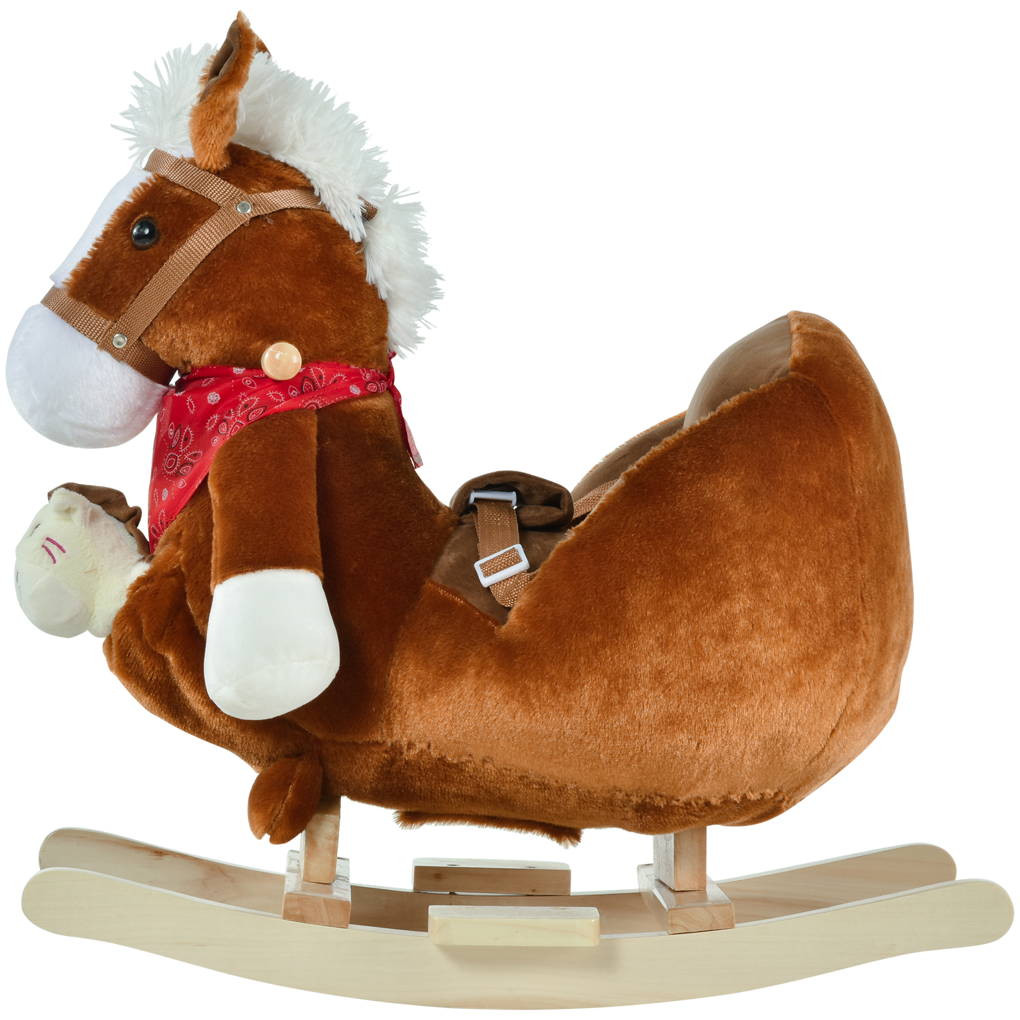 Kids Ride-On Rocking Horse Toy, Rocker with Lullaby Song, Hand Puppets & Soft Plush Fabric for Children… image 7