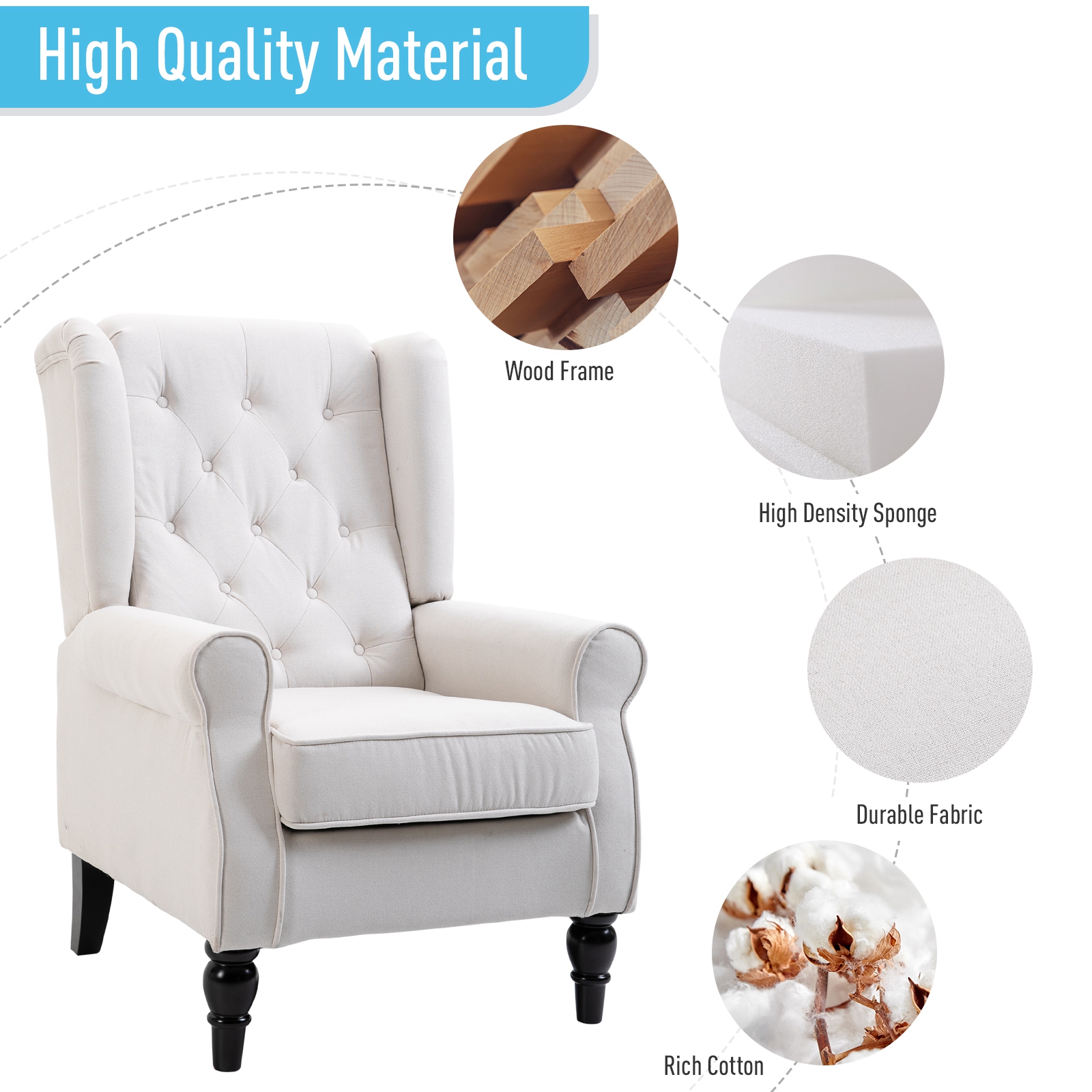 Tufted Wingback Accent Chair, picture 4 of 5