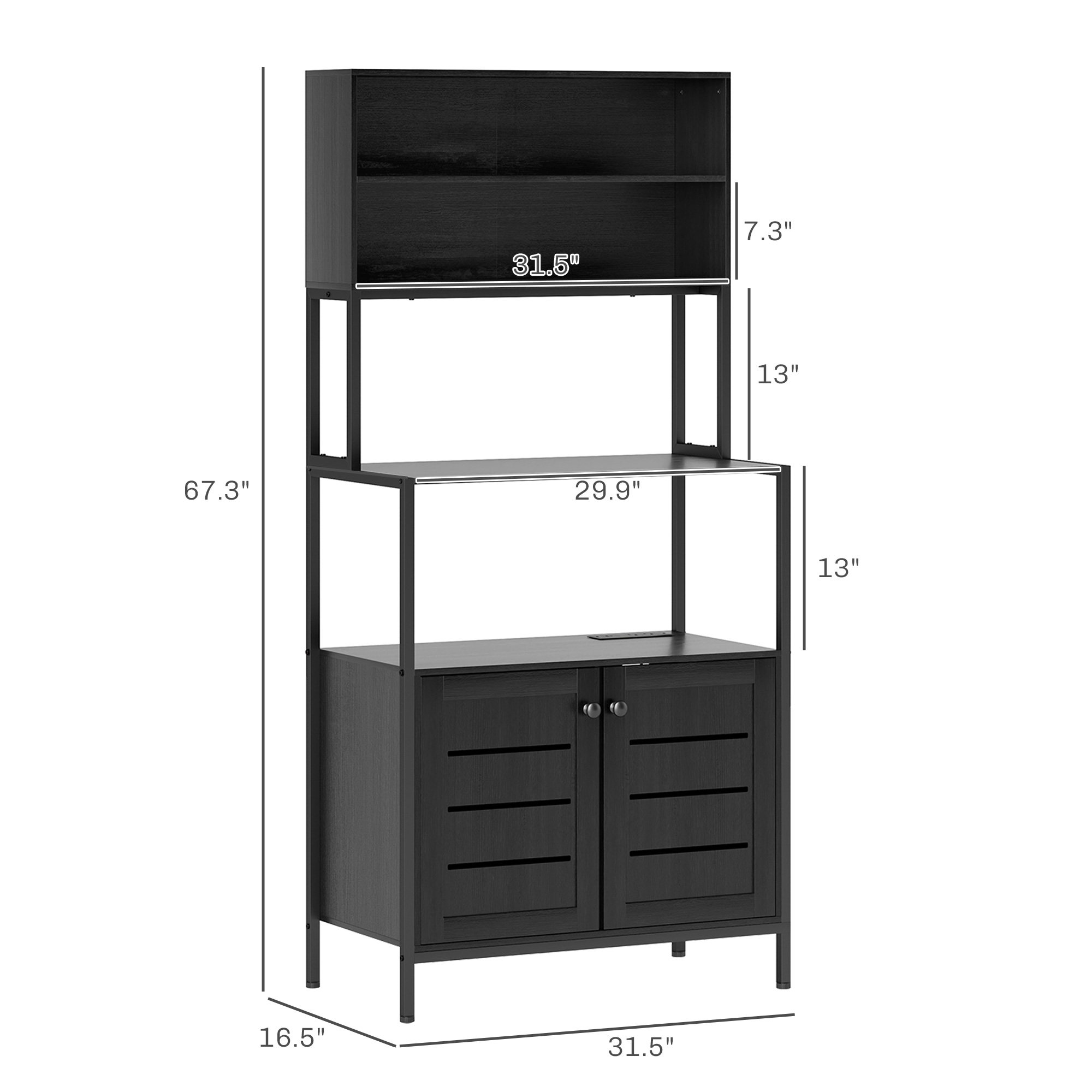 Bakers Rack with Power Outlet and Storage Shelves — photo 6