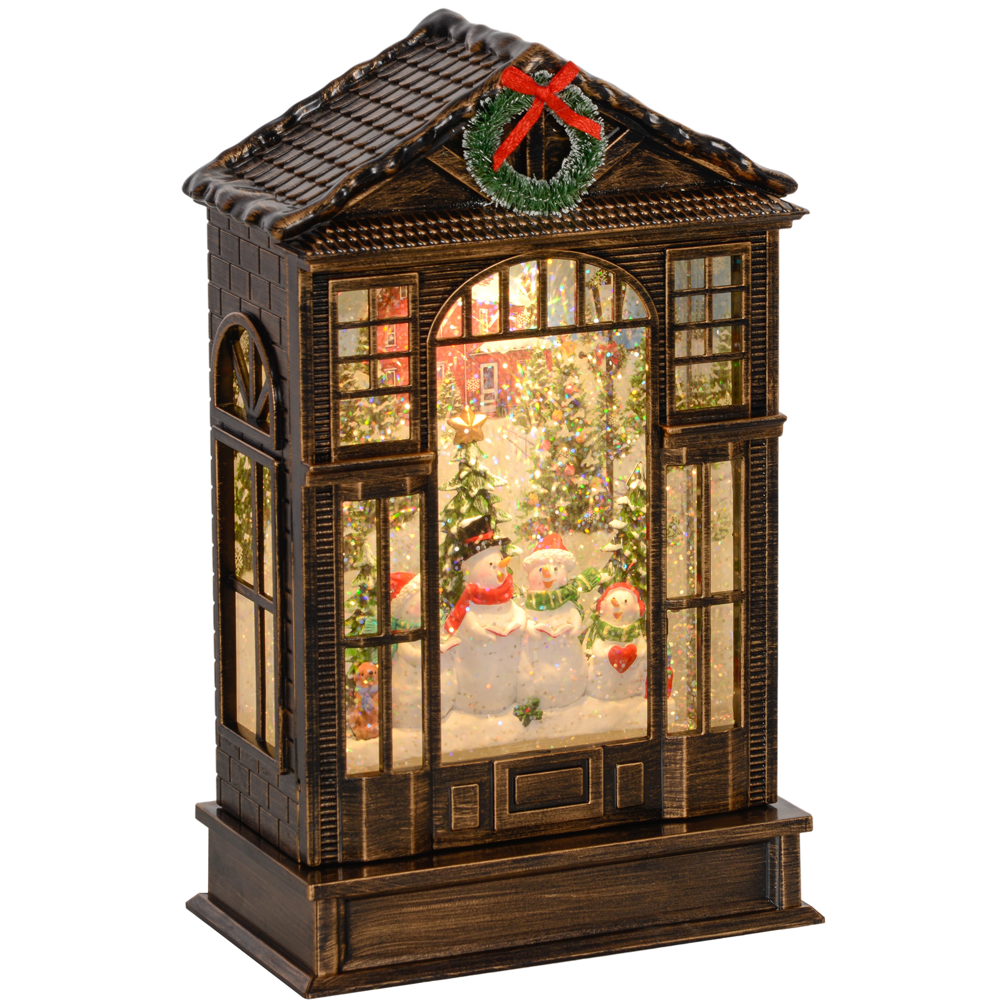 Christmas Snow Globe Lantern With Lights, Musical Swirling Glitter, Battery — image 2