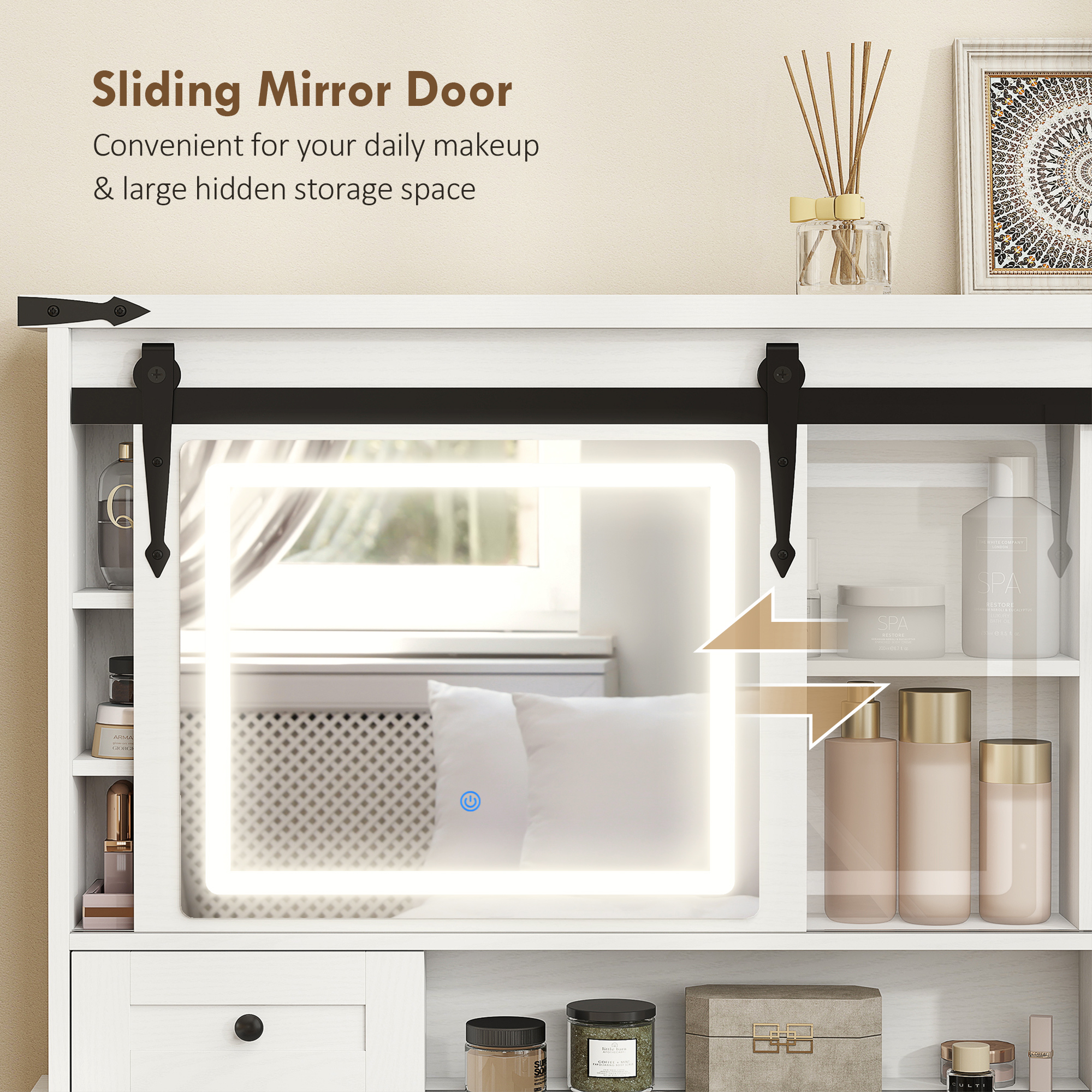 Vanity Desk Set with Mirror and Lights view 6