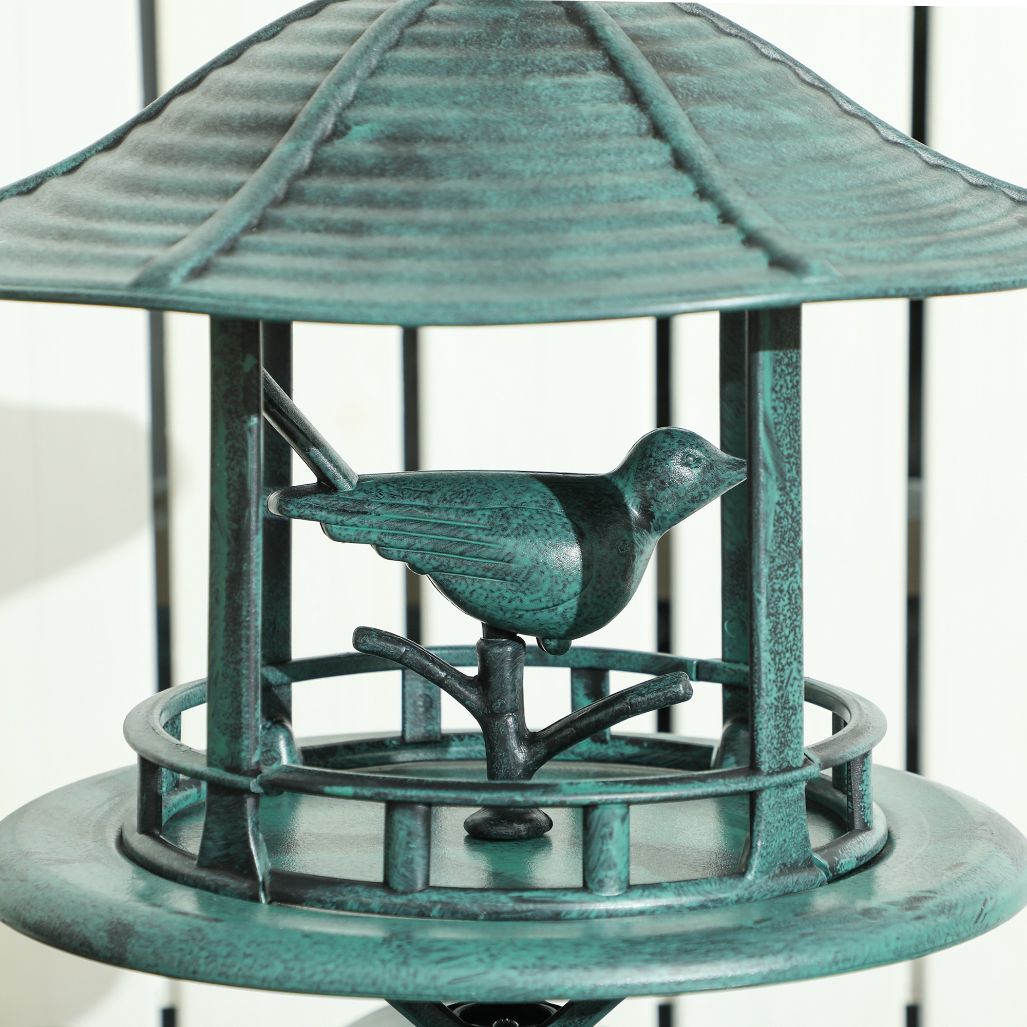 3-in-1 Garden Bird Bath Bowl Pedestal with Bird Feeder, Large Water Basin, Underneath Flower Planter, Green