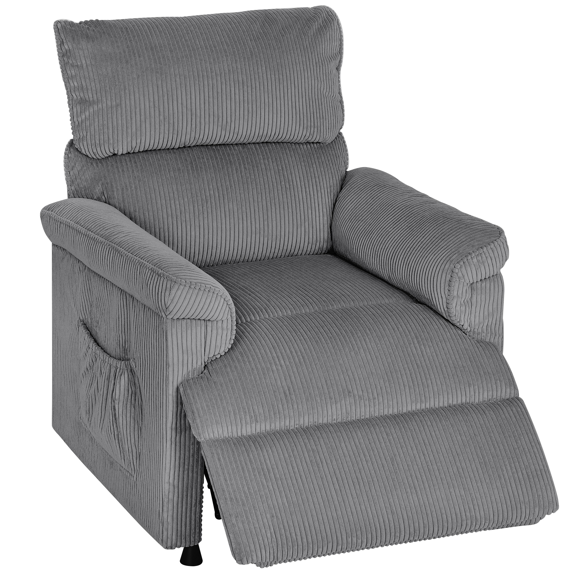 Corduroy Electric Massage Recliner - Grey — image 2
