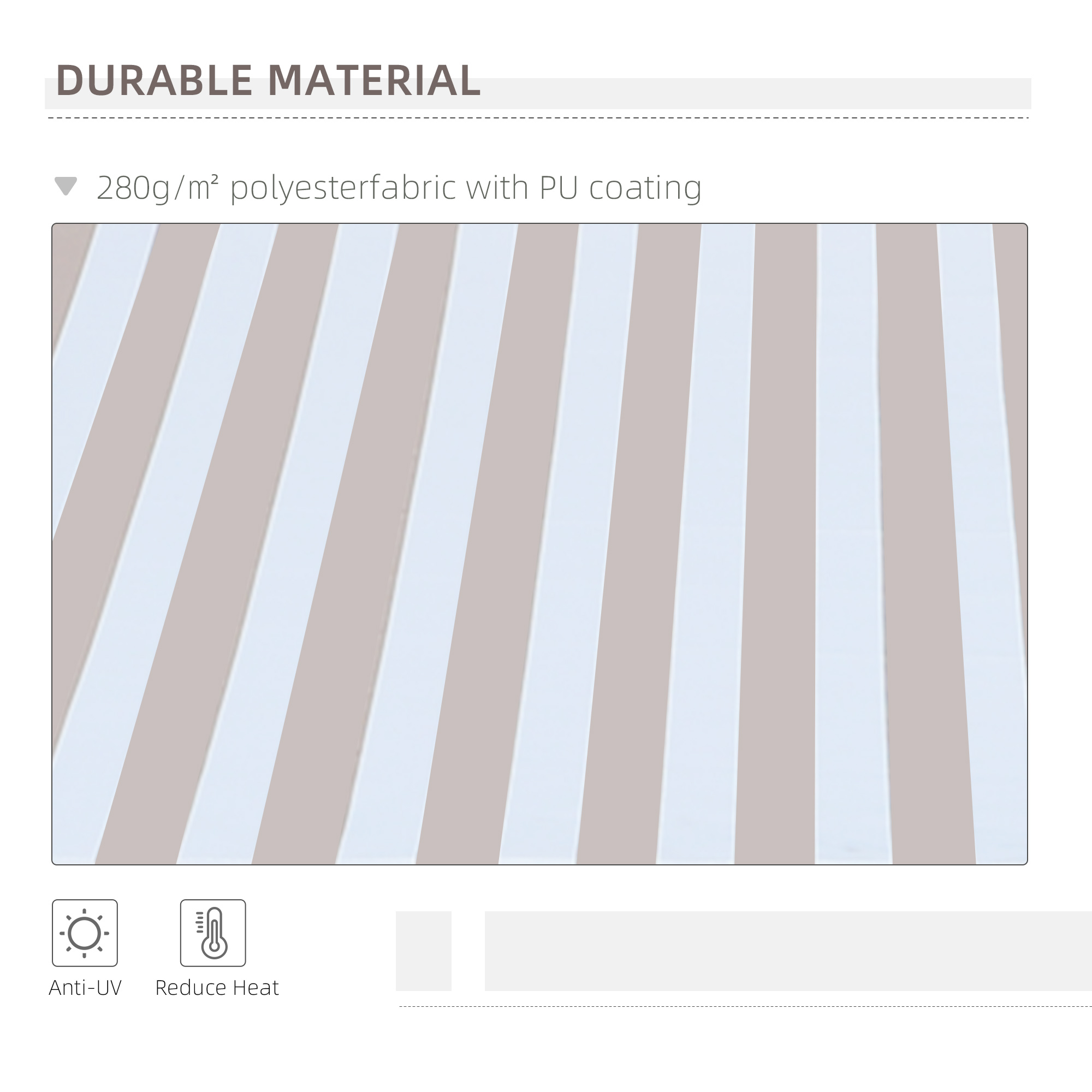 10' x 8' Retractable Sun Shade Patio/Window Awning - Polyester Fabric - Beige - Image 5