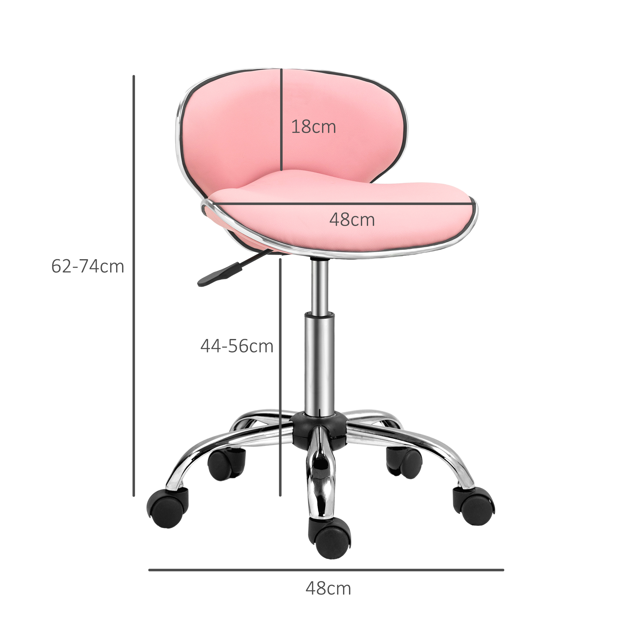 Adjustable Rolling Swivel Beauty Salon Chair, Stool For Spa, Pink