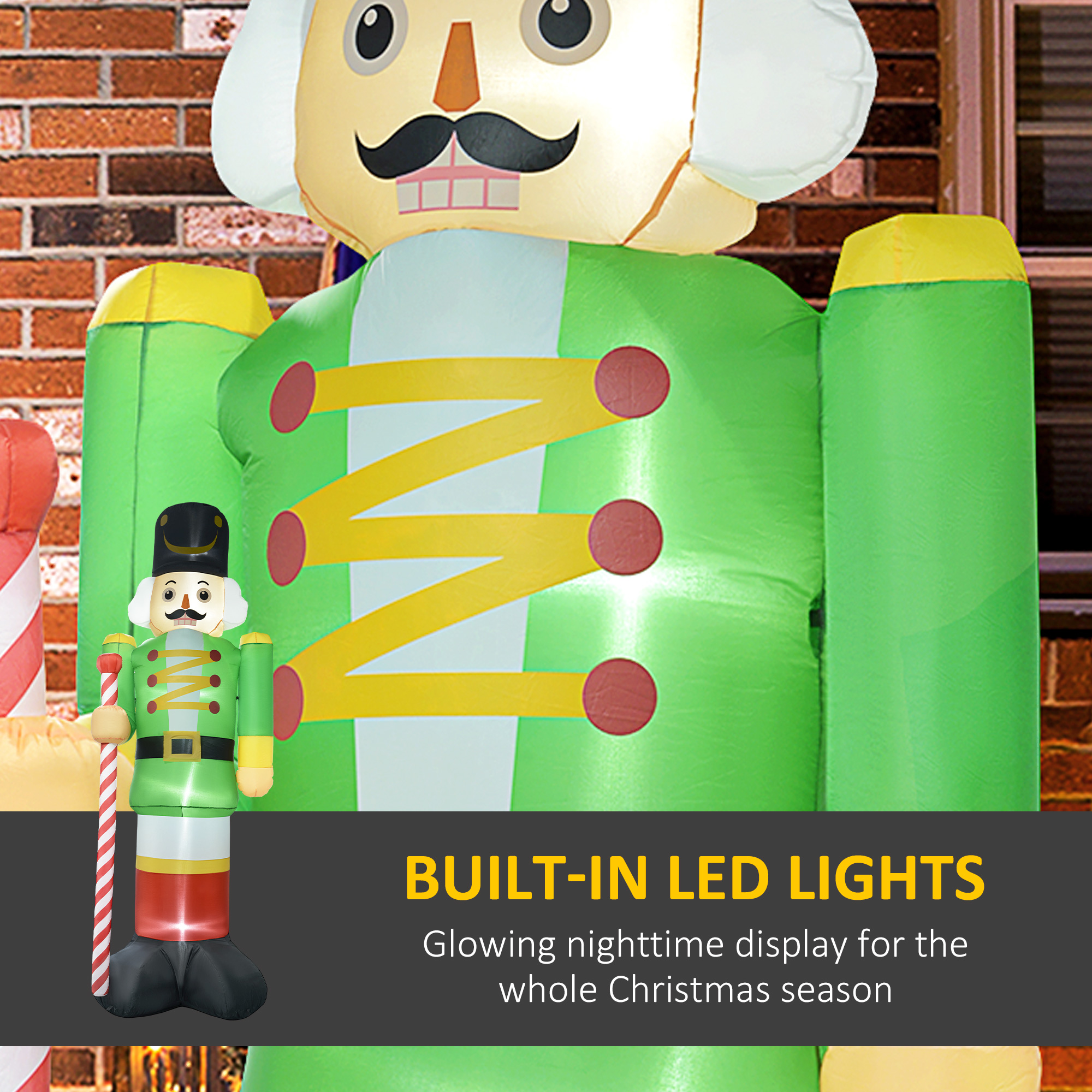 11.8 Inflatable Green Walnut Soldier w/ White LED Lights, Blow-Up Outdoor Display for Party — foto 4