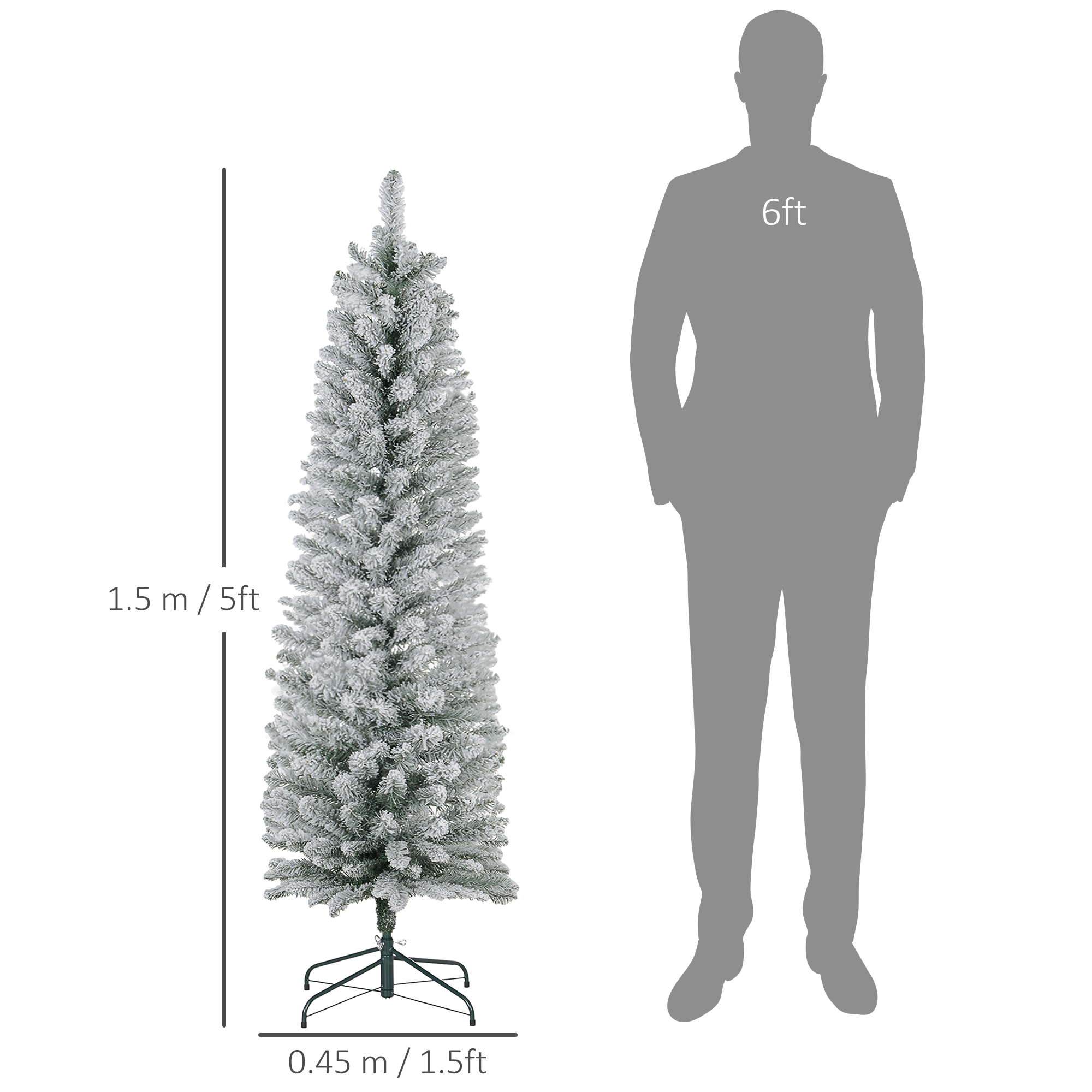 5ft Artificial Snowy Pencil Christmas Tree - White — image 5