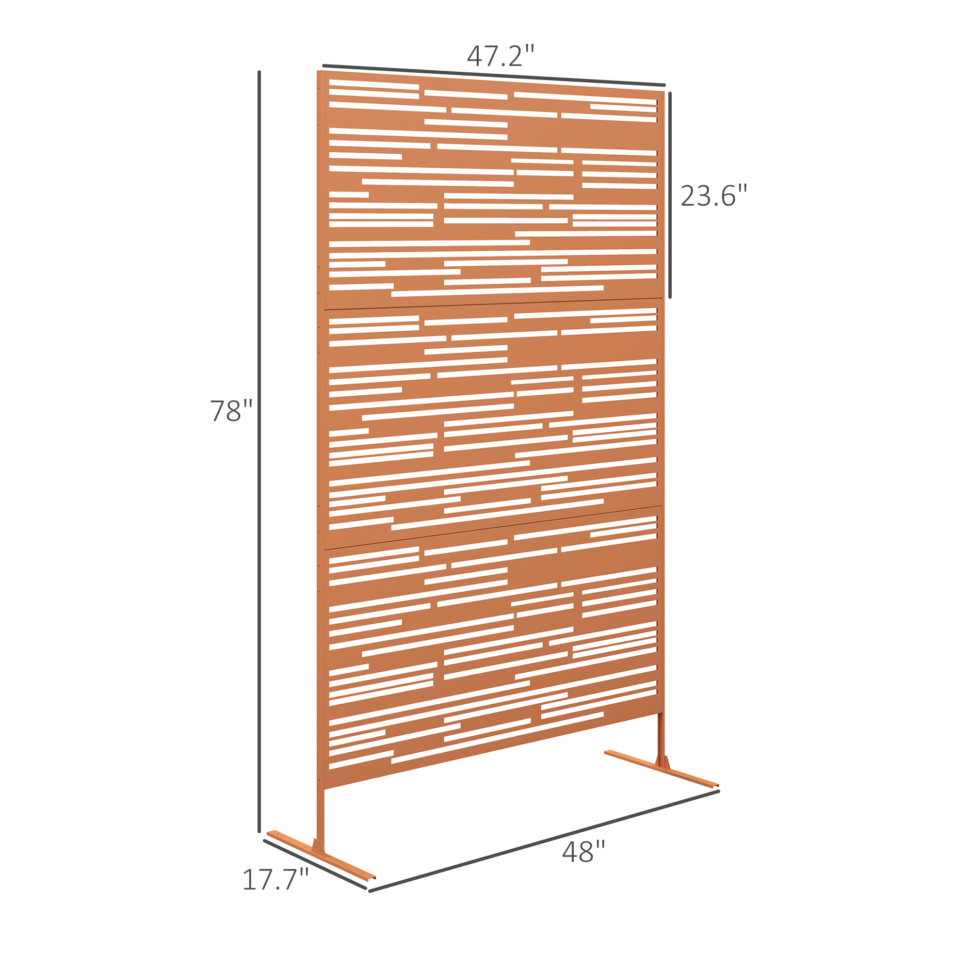 78″ H x 48″ W Metal Outdoor Privacy Screen, Freestanding Decorative Privacy Fence Screen for Balcony, Brown
