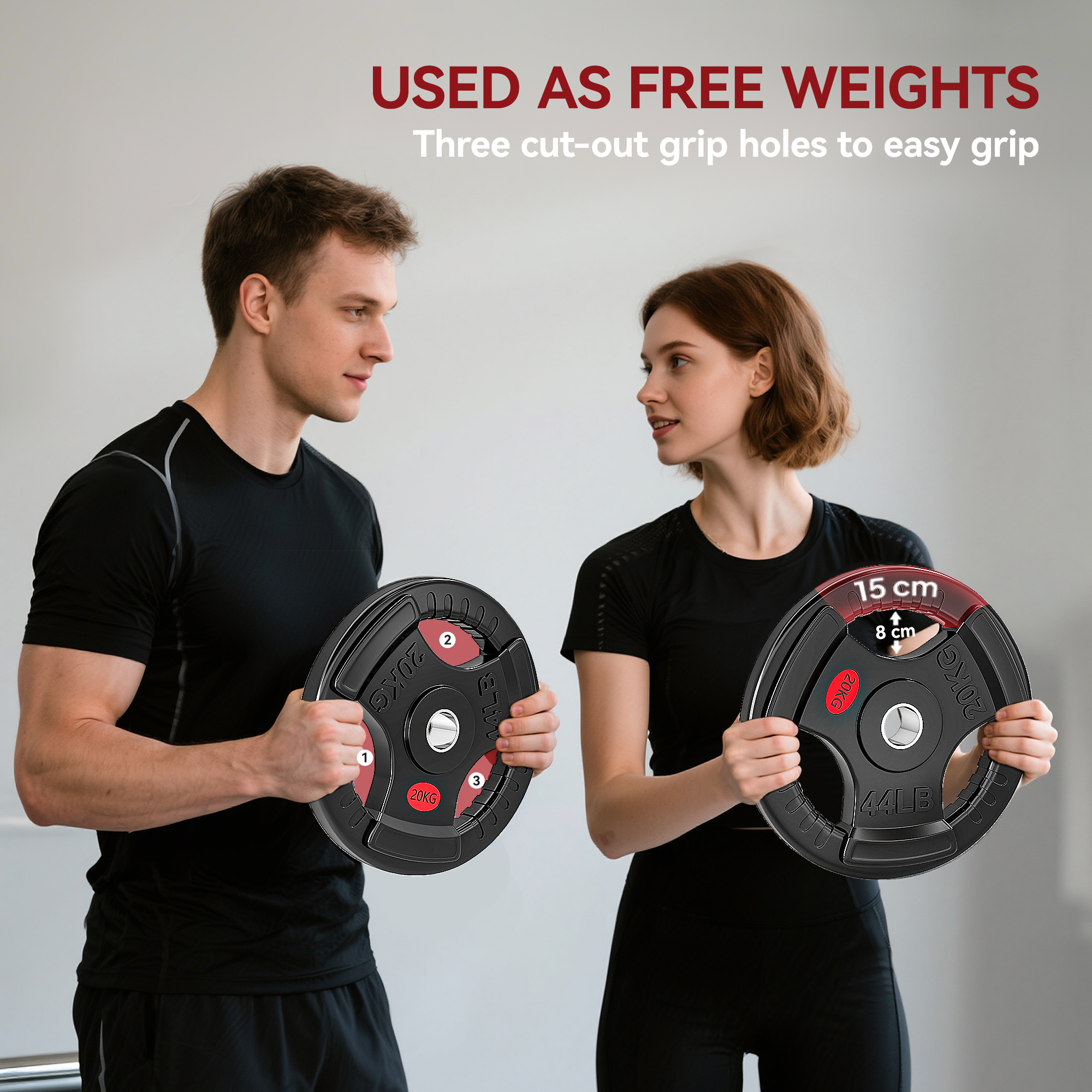 SPORTNOW plaque de poids olympique, disque de poids de 2"/5 cm avec tri-grips – Image 3
