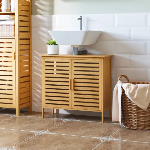 Freestanding Bathroom Sink Cabinet, Bamboo Under Cupboard