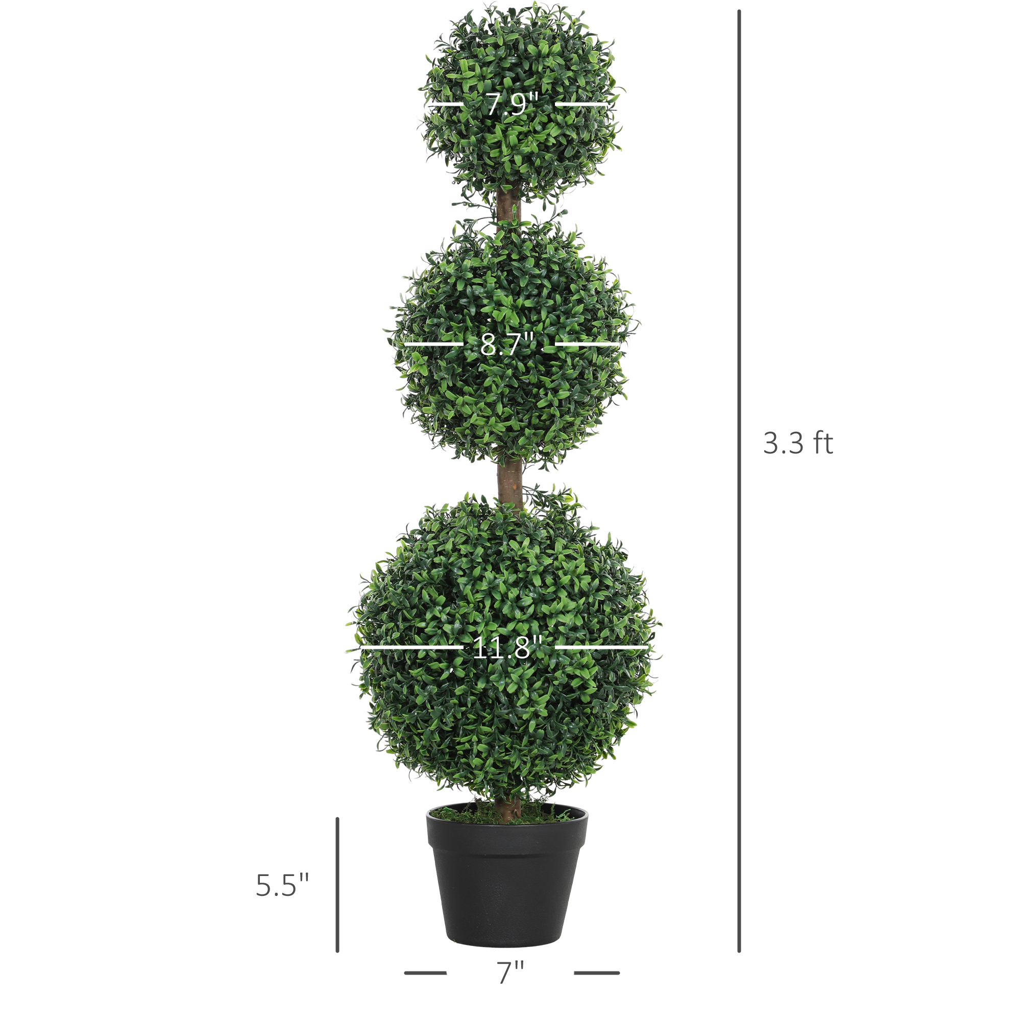 Set of 2 Artificial Ball Boxwood Topiary Trees, Fake Plants in Pot for Indoor Outdoor Living Room Green image 2