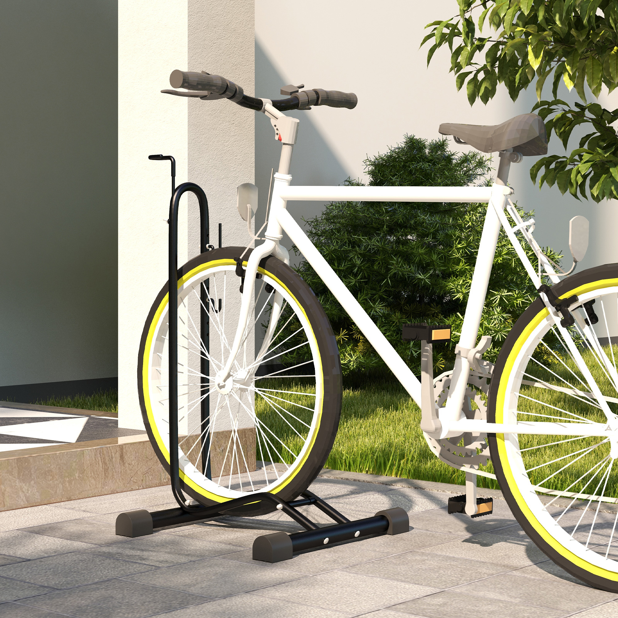 SPORTNOW Vertical And Horizontal Bike Rack Bicycle, Storage Stand
