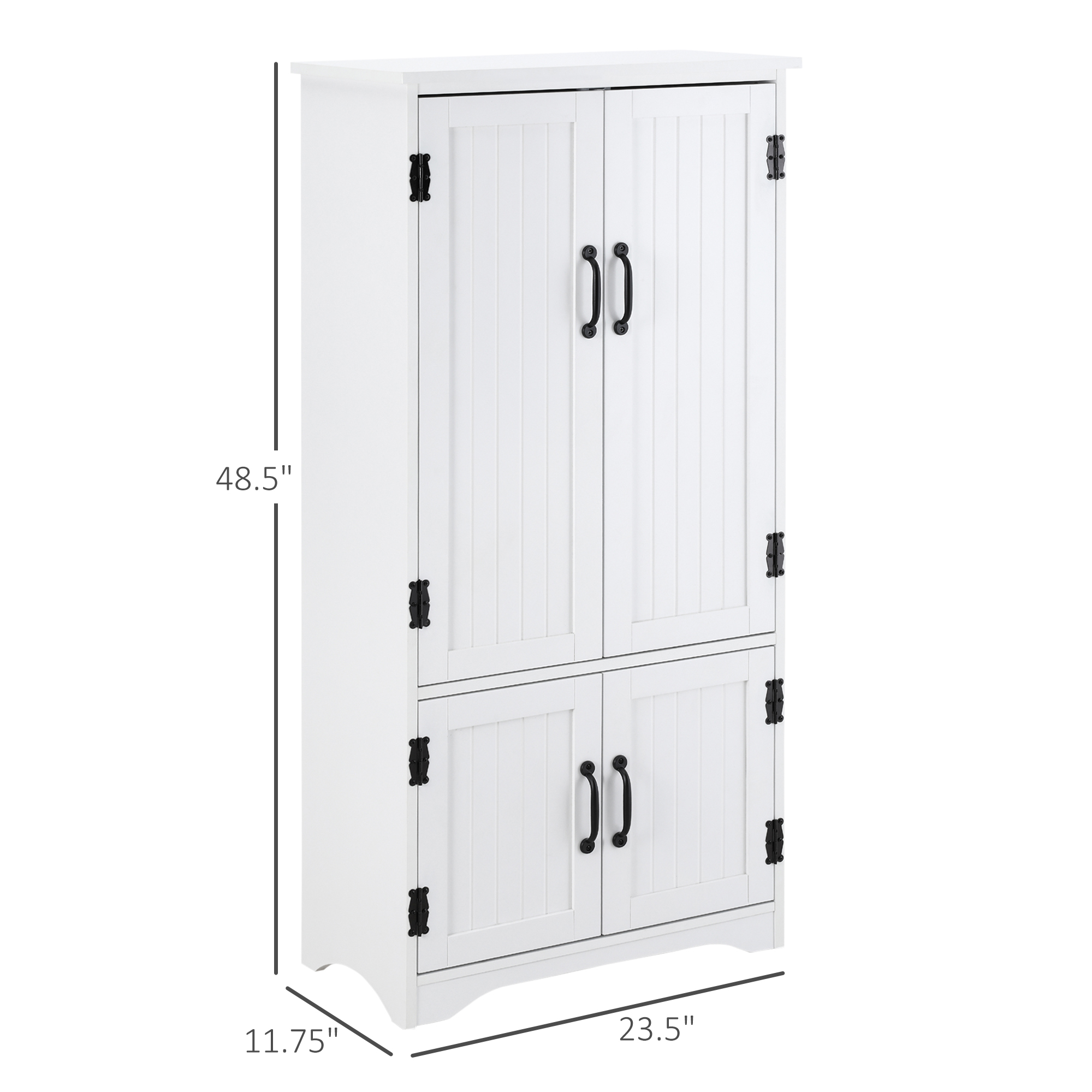 Accent Floor Storage Cabinet Kitchen Pantry with Adjustable Shelves and 2 Lower Doors, White image 2