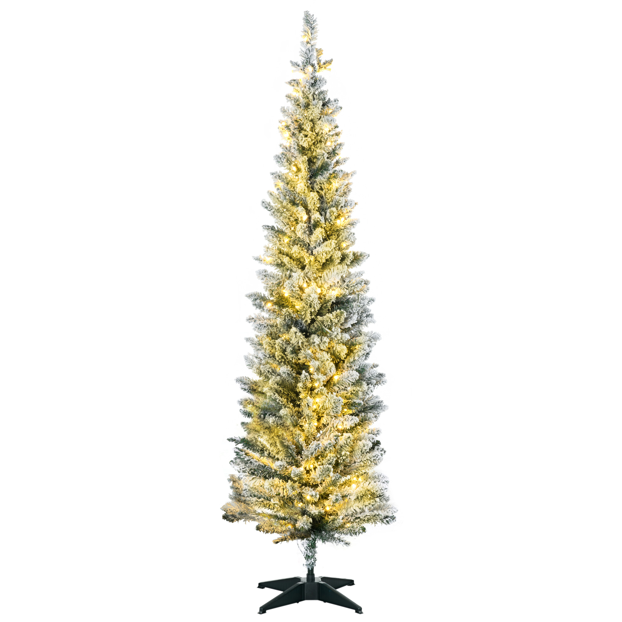 5ft Pencil Christmas Tree, Slim Artificial Christmas Tree with Realistic Branches and Warm White LED…