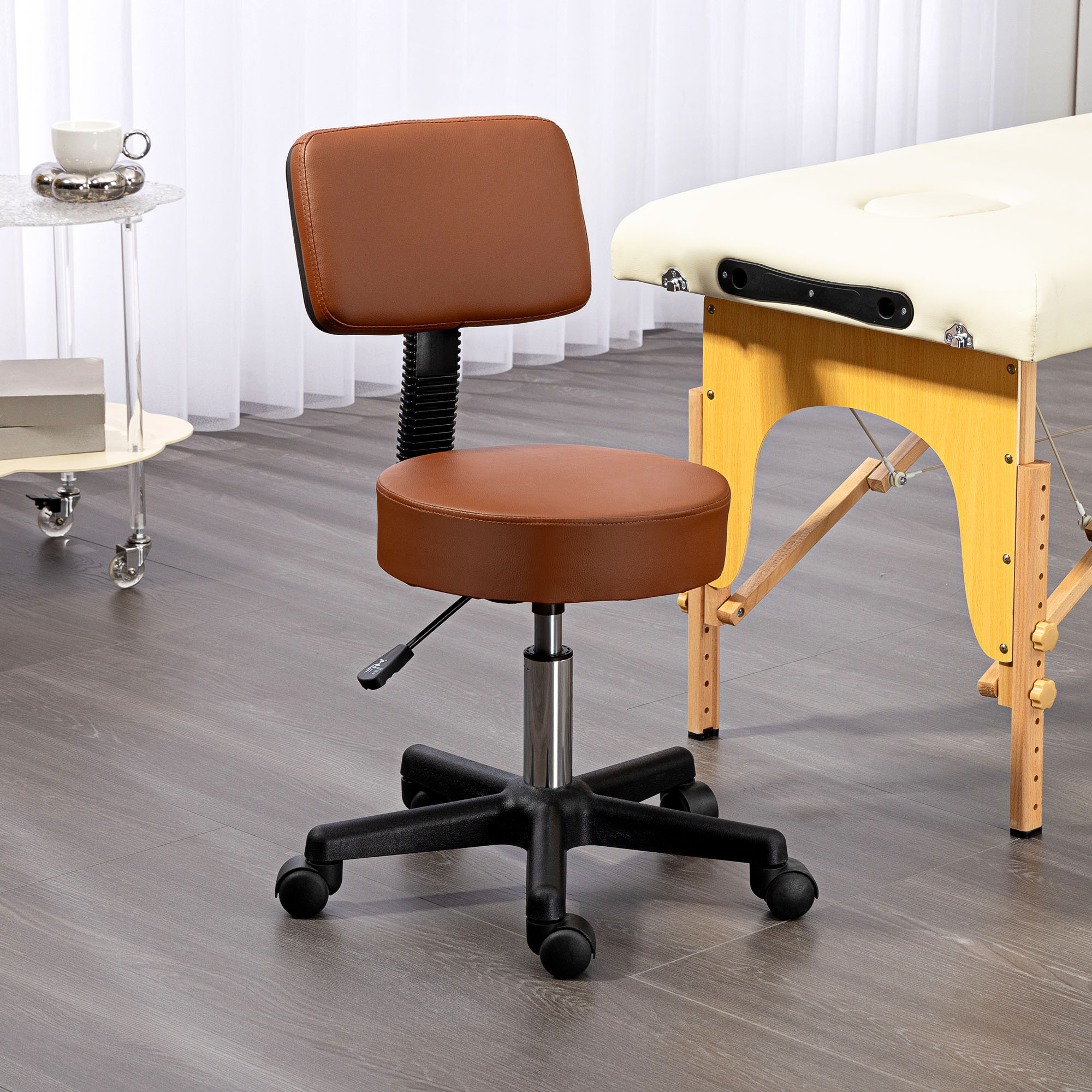 Beautician's Swivel Salon Chair W/ Padded Seat Back 5 Wheels Adjustable Height — image 3