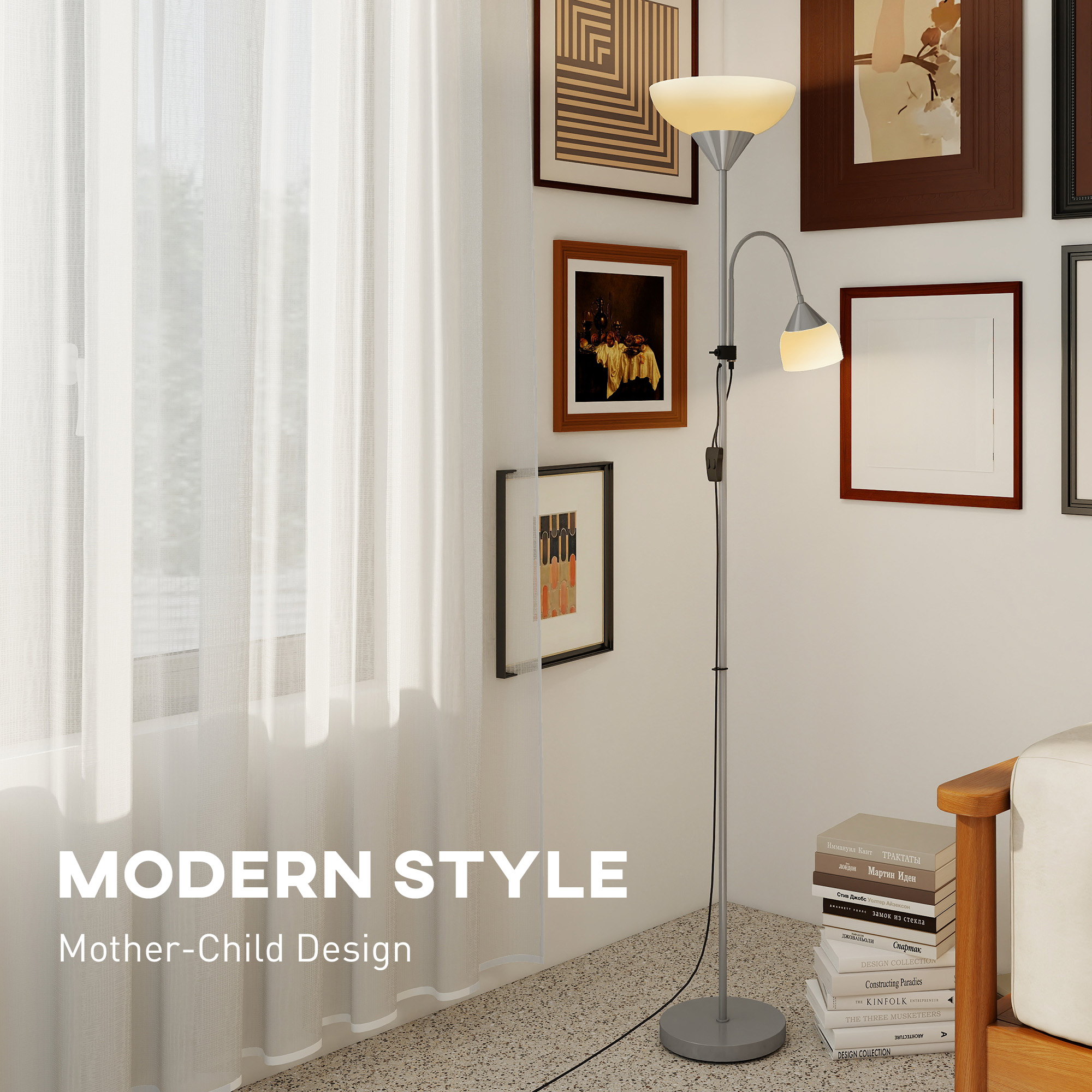 LED Floor Lamp For Living Room, 180cm Tall Standing Mother And Child Uplighter — image 4
