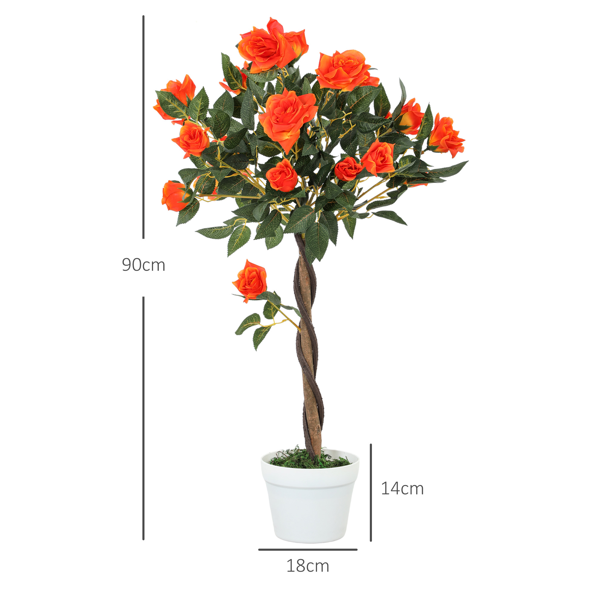 Set Of 2 Artificial Plants White Rose Floral In Pot, Fake For Home Indoor — image 5