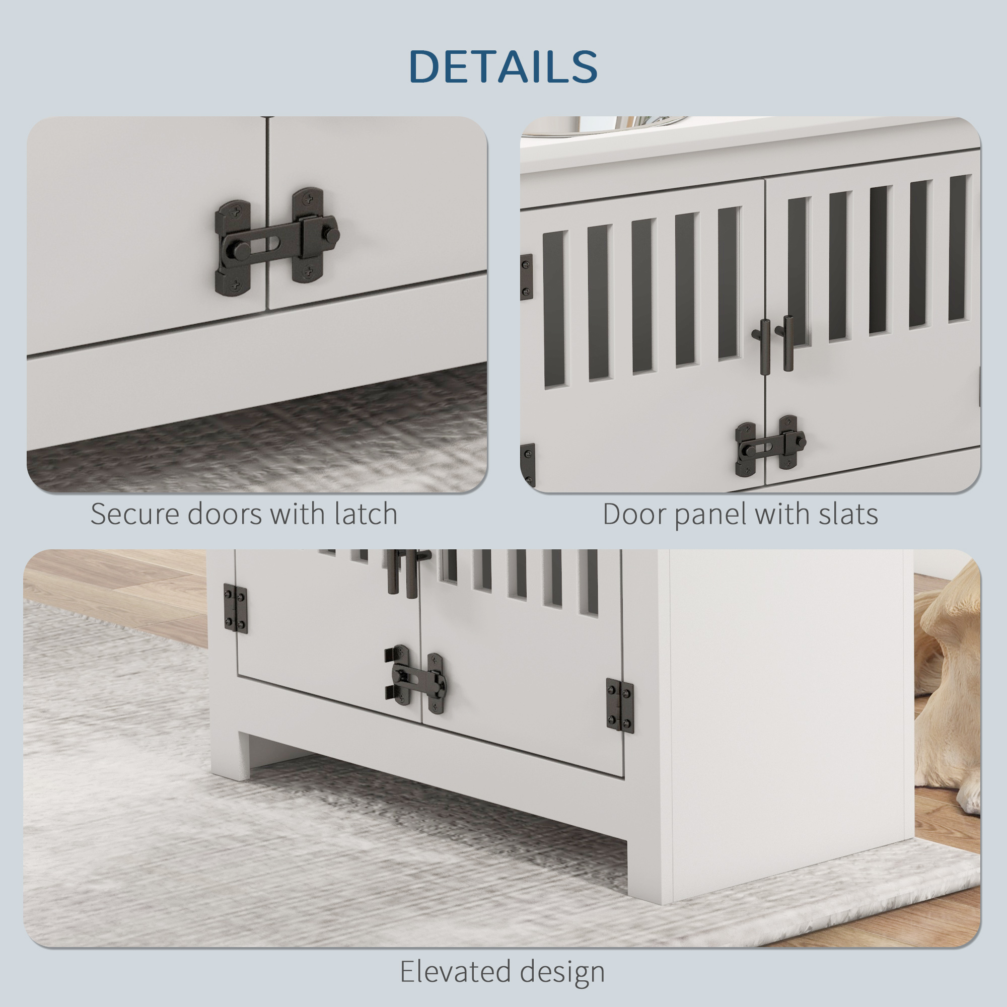 Dog Food Storage Cabinet with Bowls & Dog Feeding Station, White