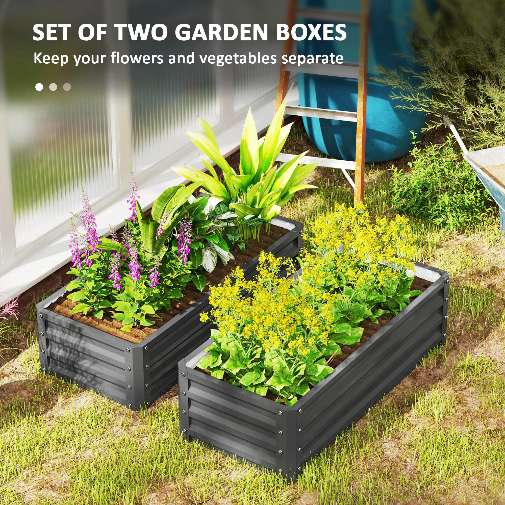 Set Of Two 110 X 50cm Steel Planter Boxes - Light Grey — image 4