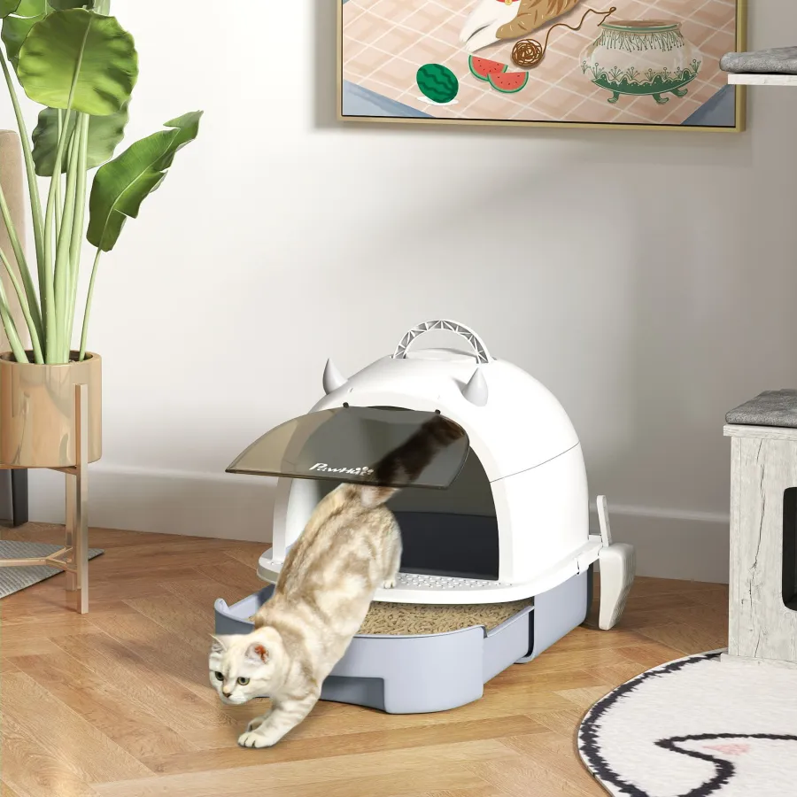 Covered Cat Litter Box with Lid, Scoop, Deodorizing Bags