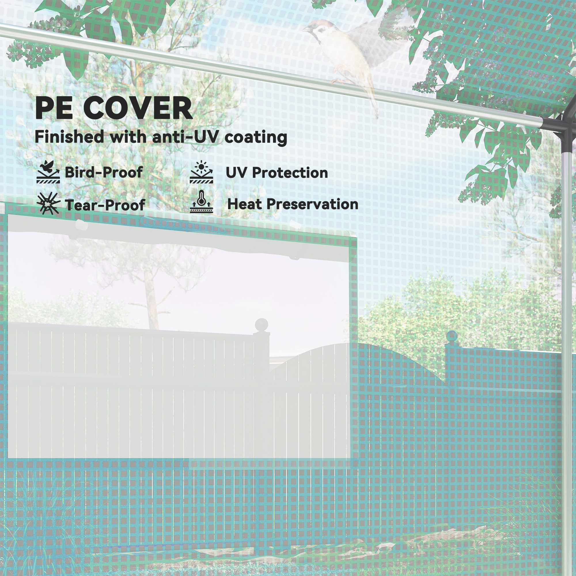 Polyethylene Walk-in Polytunnel Greenhouse, 2 X 3(m), Green — image 4