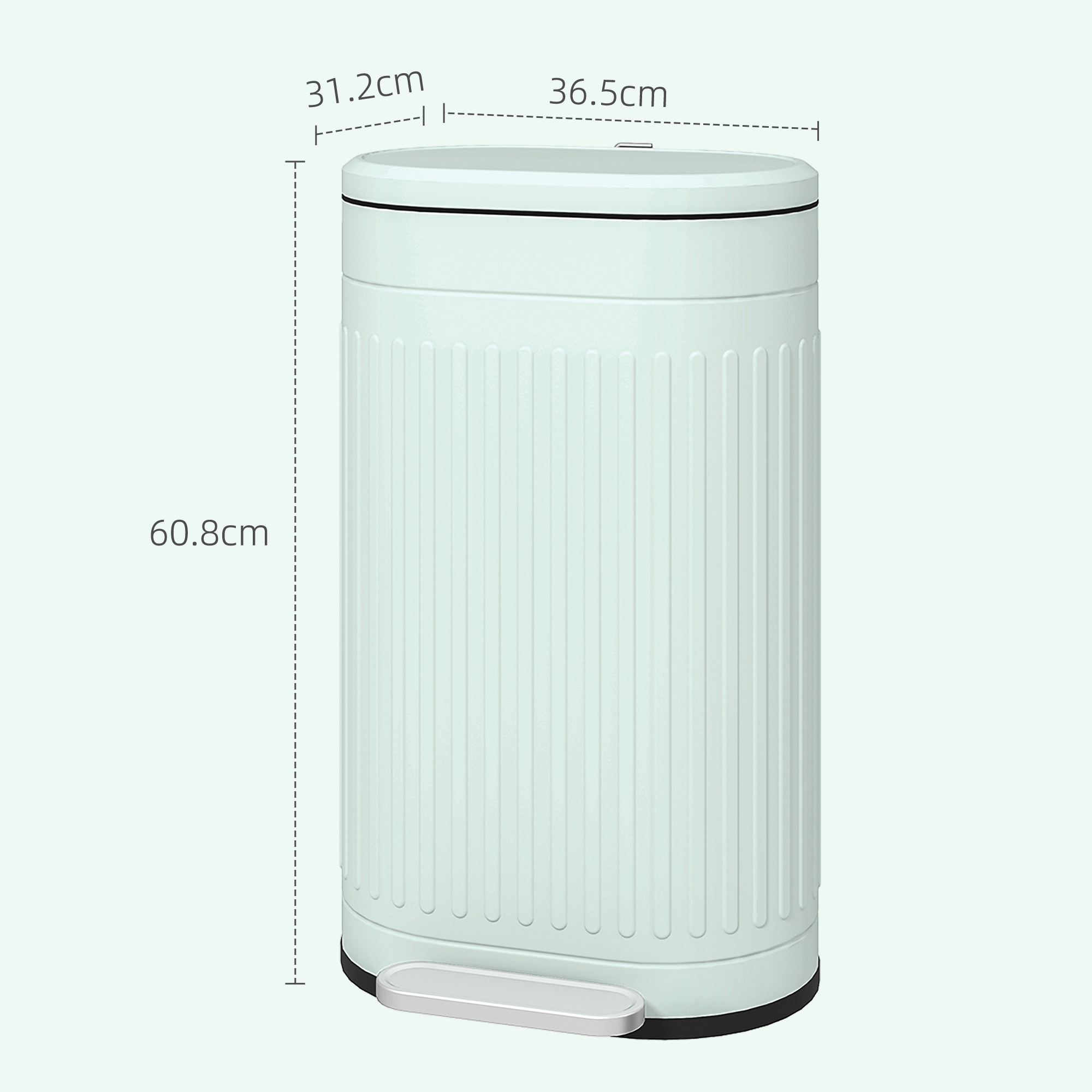 30L Metal Kitchen Bin, With Soft-Close Lid - Light Green — image 3