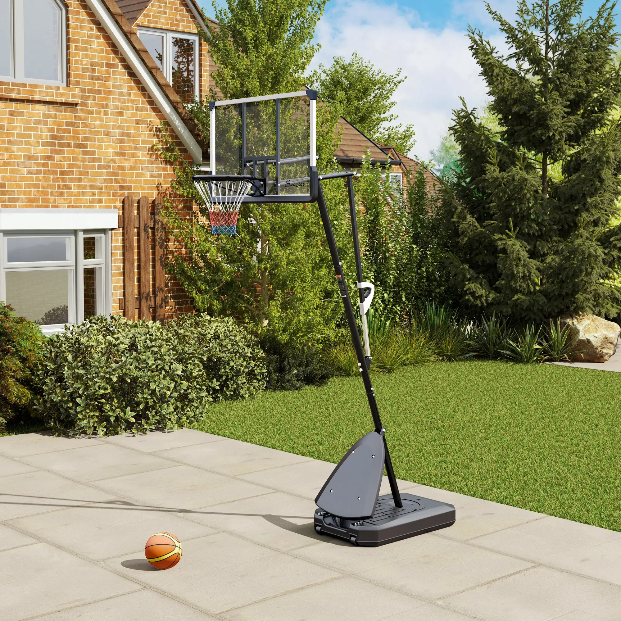 4.9-10 Basketball Stand, Freestanding Basketball System with 44" Shatterproof Backboard, Rebound System and Wheels