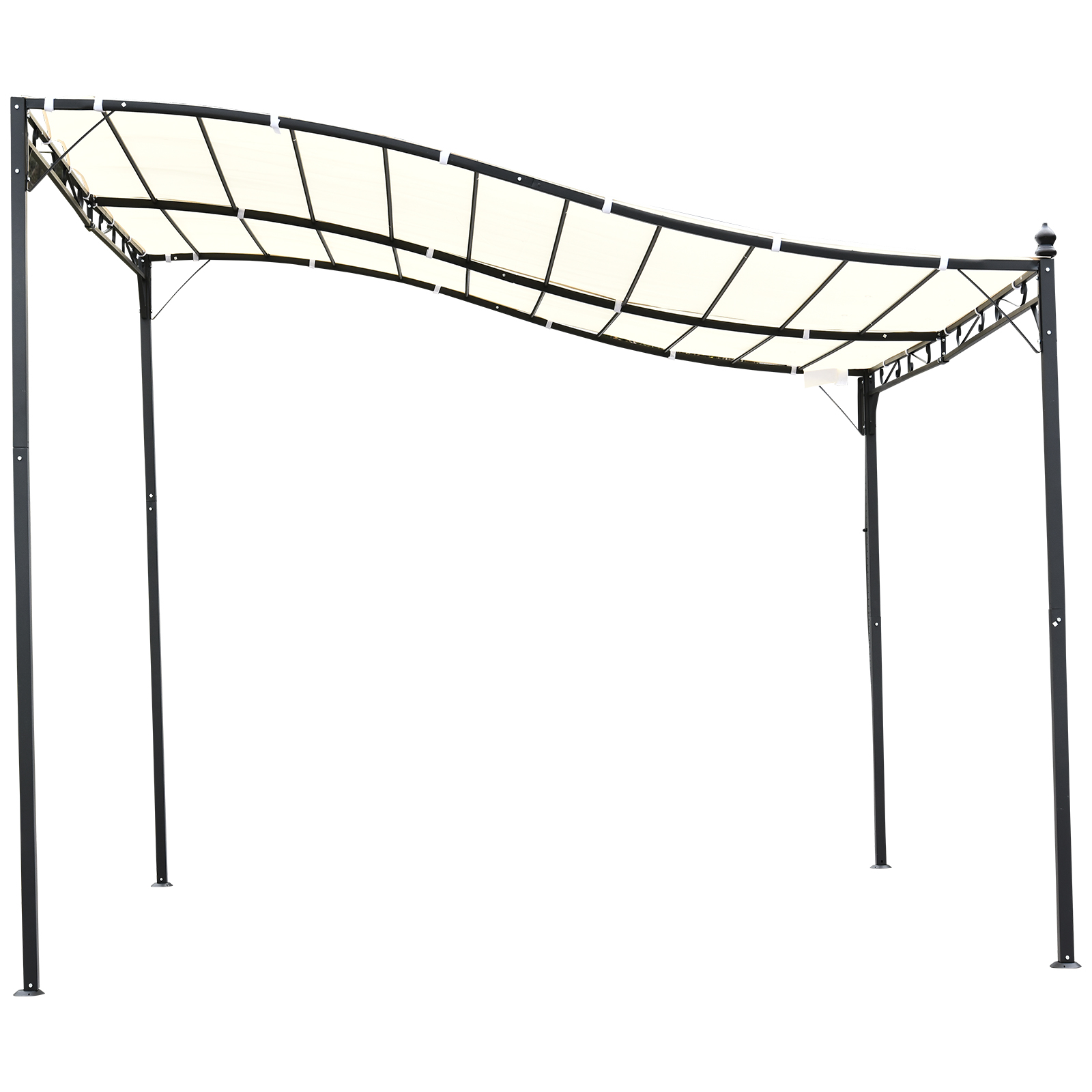 10′ x 10′ Steel Outdoor Pergola Gazebo, Patio Canopy with Weather-Resistant Fabric and Drainage Holes for Backyard, Deck, Garden, Cream White