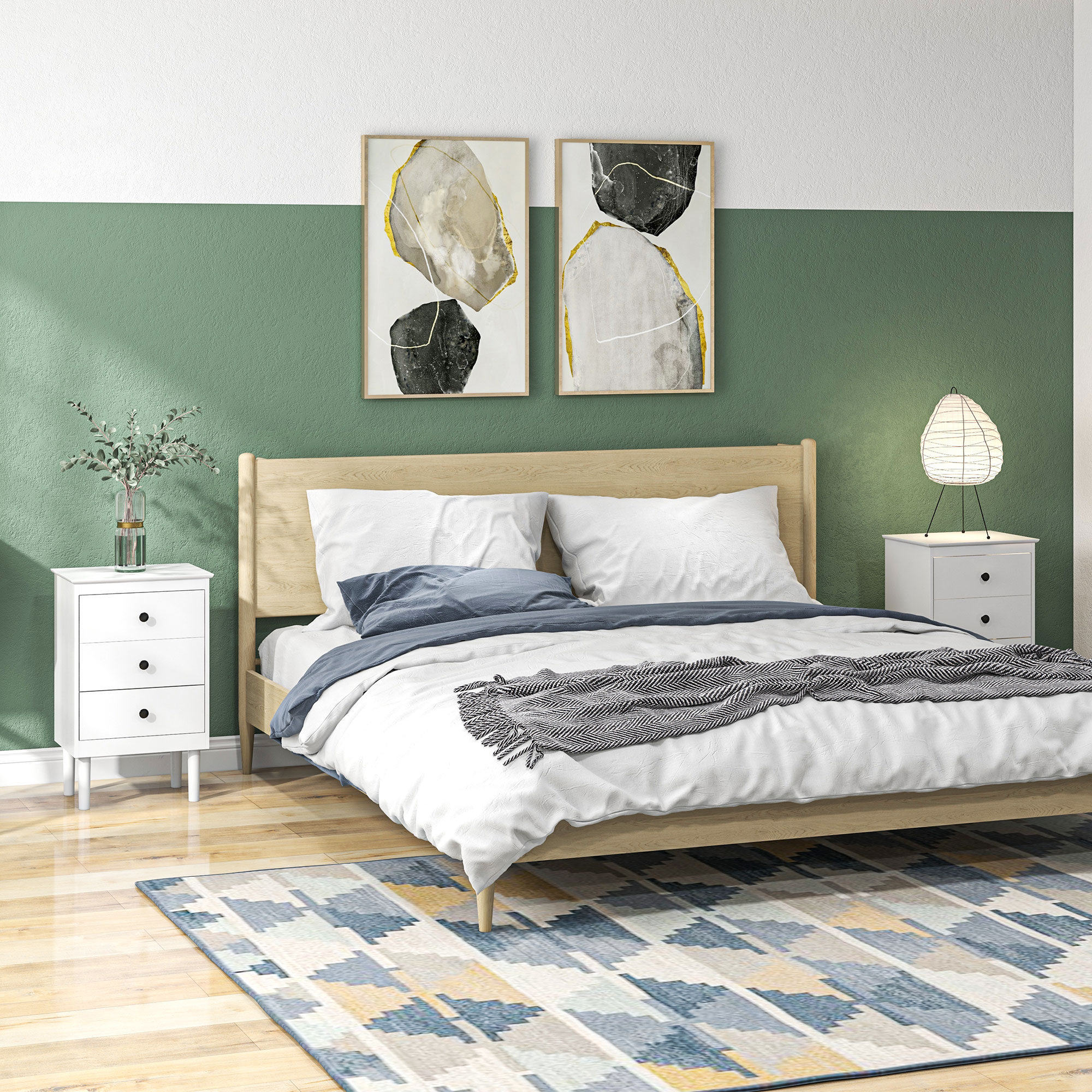 Set Of Two Three-Drawer Bedside Tables - White — image 4