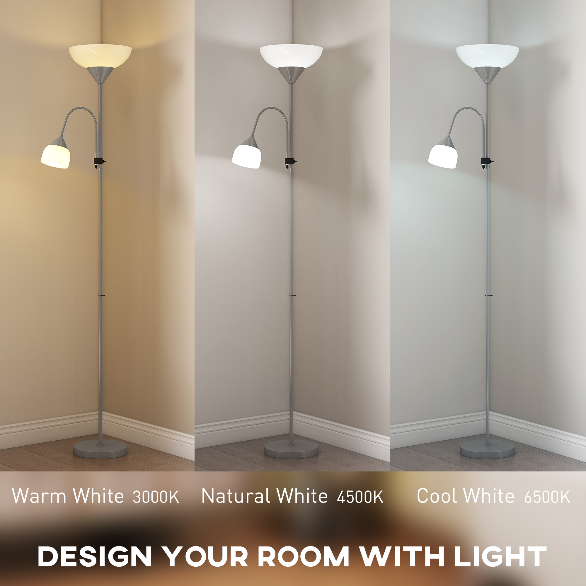 LED Floor Lamp For Living Room, 180cm Tall Standing Mother And Child Uplighter