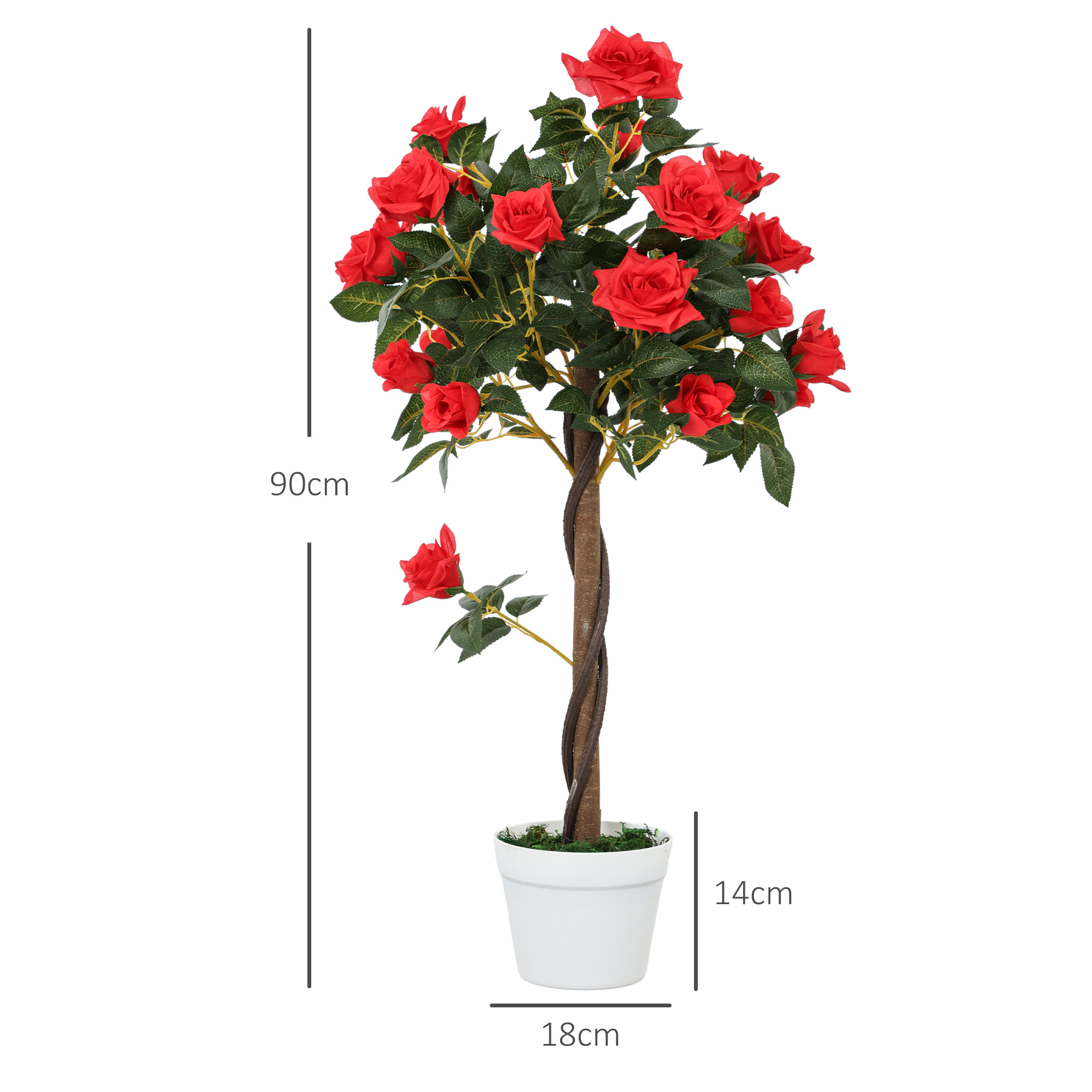 Set Of 2 Artificial Plants White Rose Floral In Pot, Fake For Home Indoor — image 4