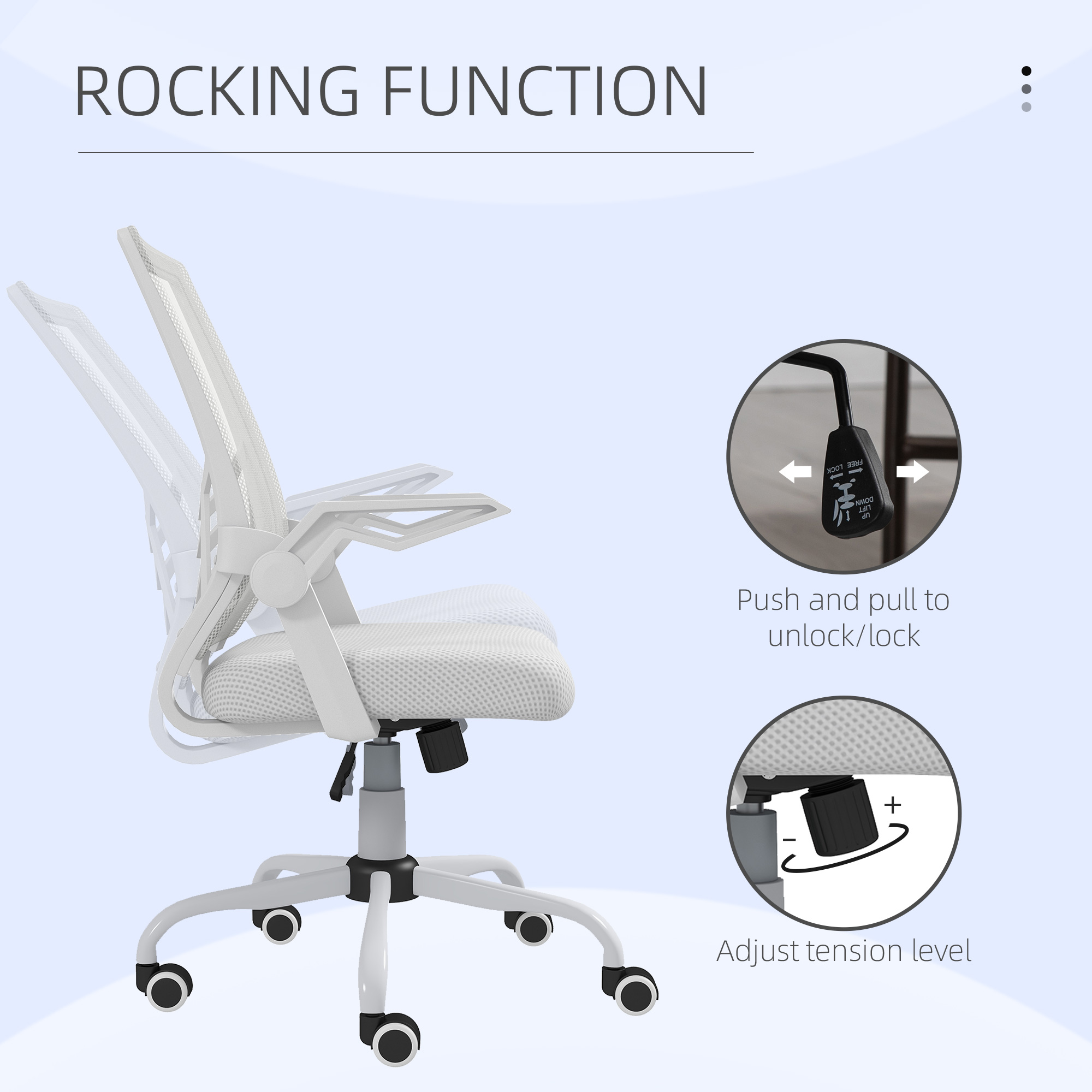 Vinsetto Mesh Office Chair, Computer Desk With Flip-up Armrests, Lumbar Back — image 4