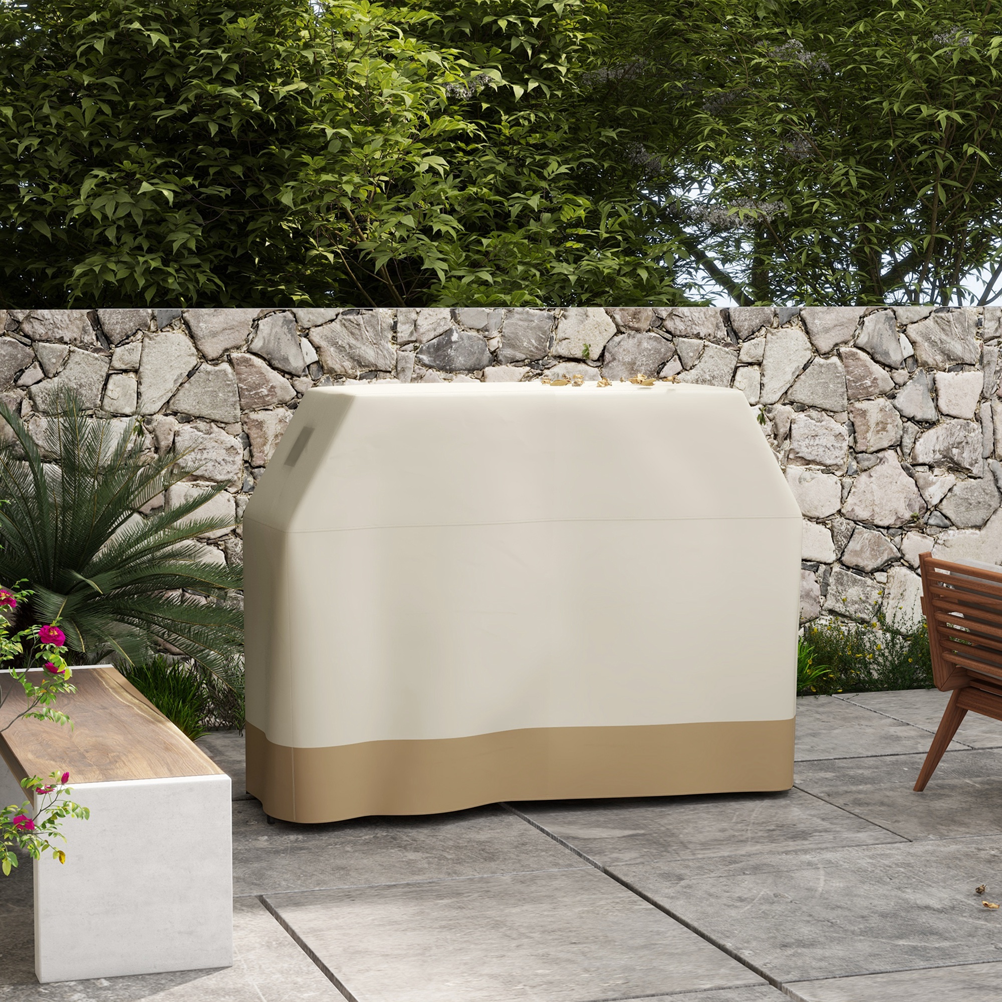 66W X 152Lcm PU Coated Protective Grill Cover - Beige
