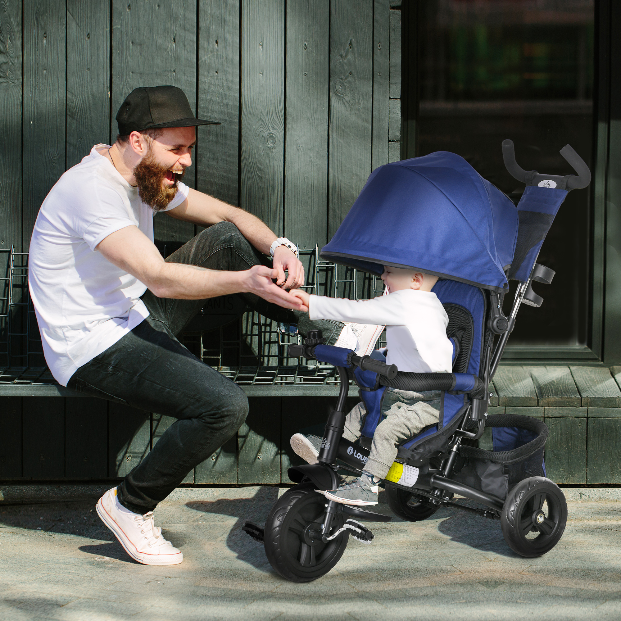 6 In 1 Kids Trike Push Bike With Handle, Canopy, 5-point Safety Belt, Storage — image 2