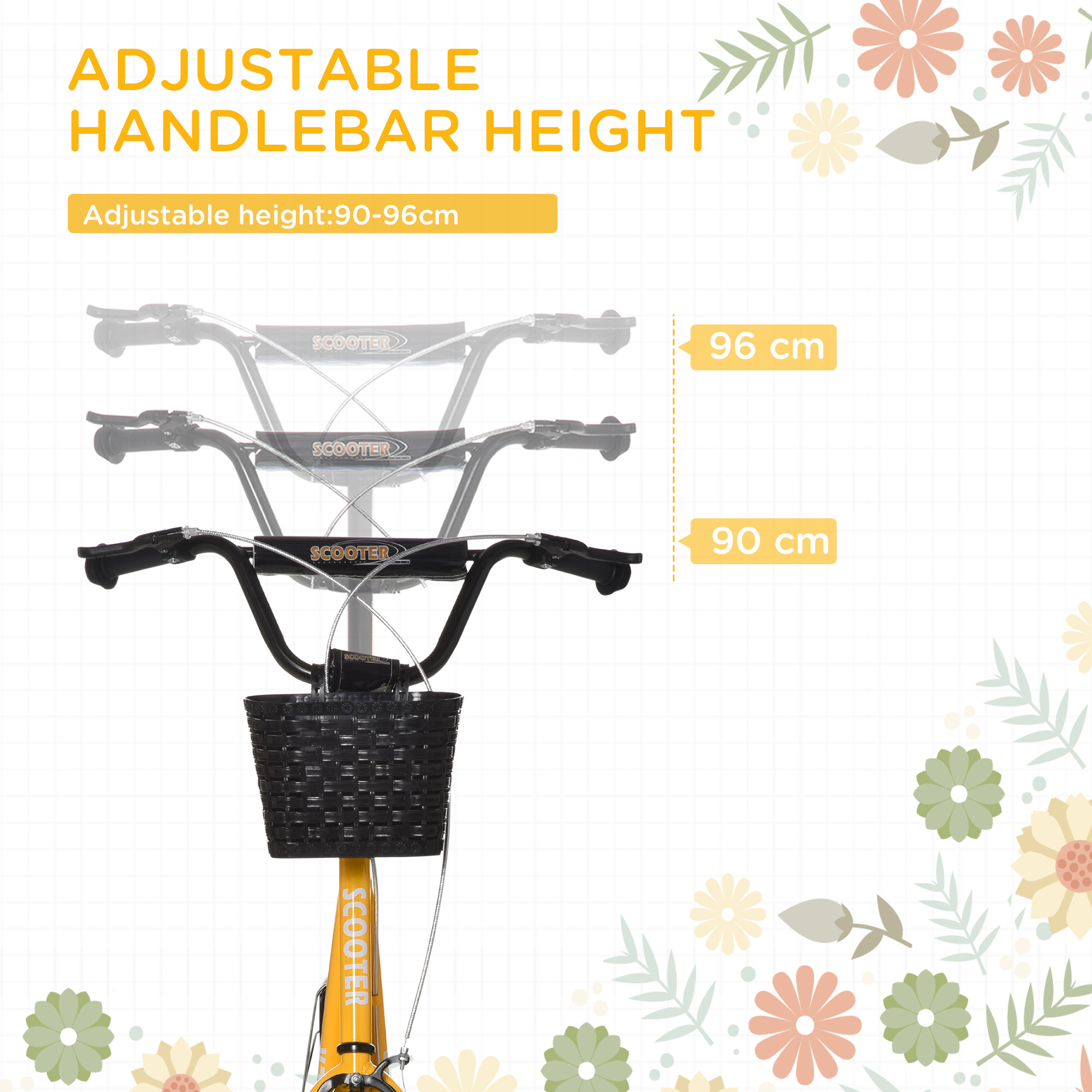 Kids Scooter, Kick Stunt With Adjustable Handlebar, Dual Brakes, Basket — image 5